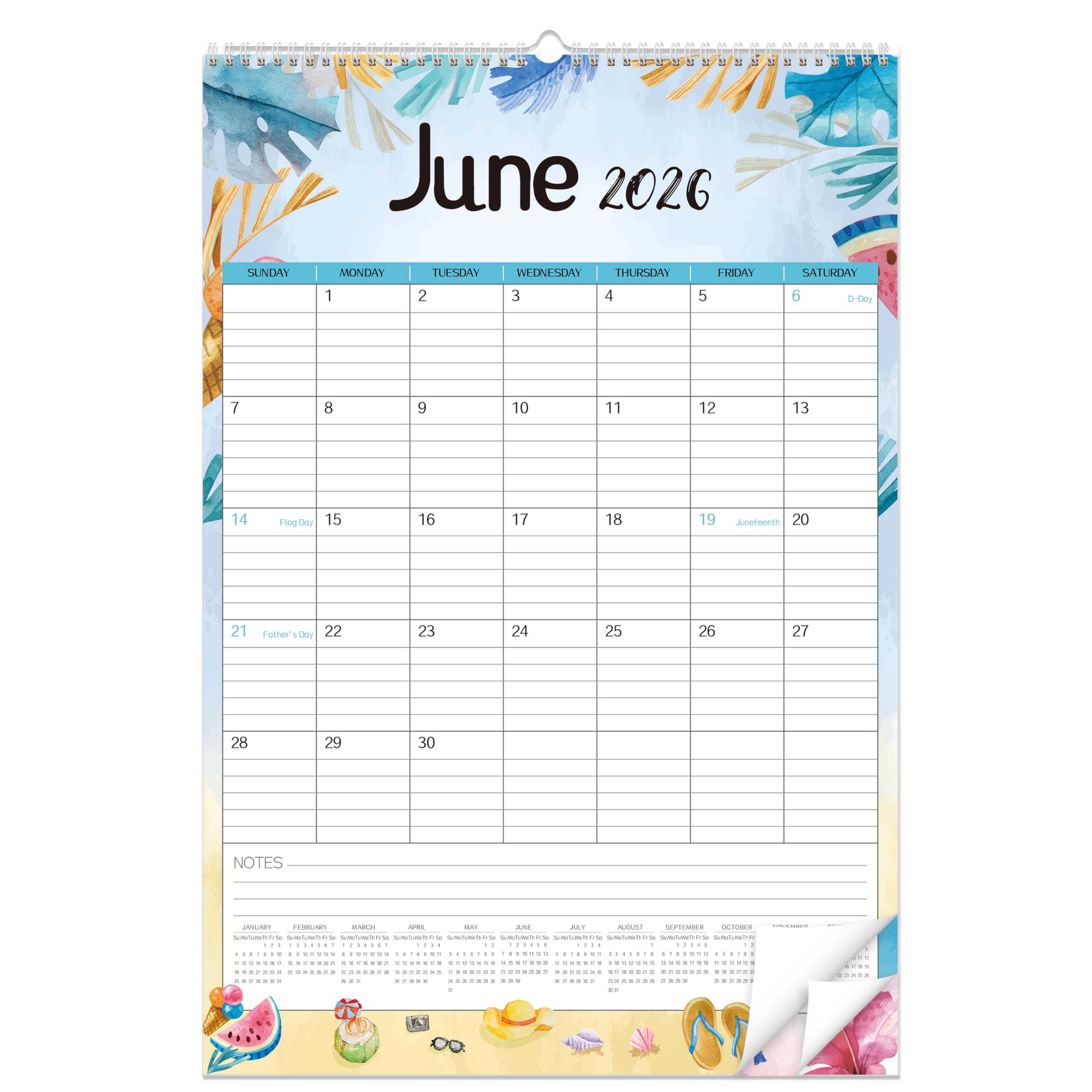 GuassLee Large Wall Calendar 2026-2027,19-Month Vertical Wall Calendar Runs from Jun. 2026 to Dec. 2027, 22"x15" Hanging Monthly Planner with Thick Paper Watercolor Design for Easy Organizing