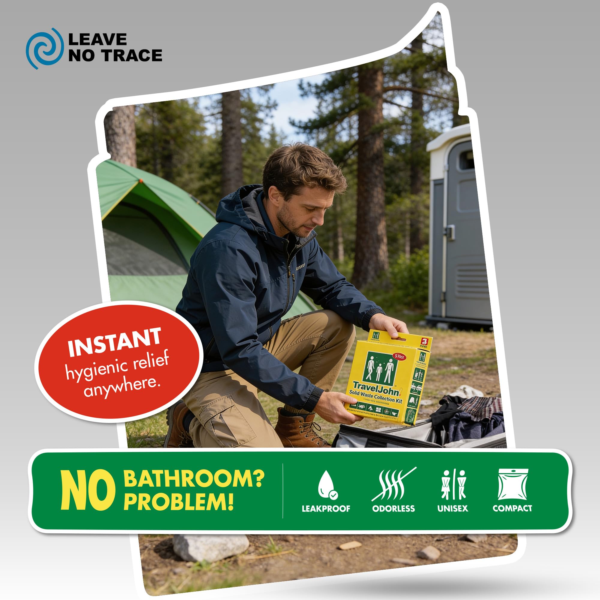 TravelJohn Portable Toilet Waste Bags - 3 Pack - Double Bag Leakproof Design - Inner Bag Gels All Liquid - Camping, Hunting, Hiking, Fishing, and More