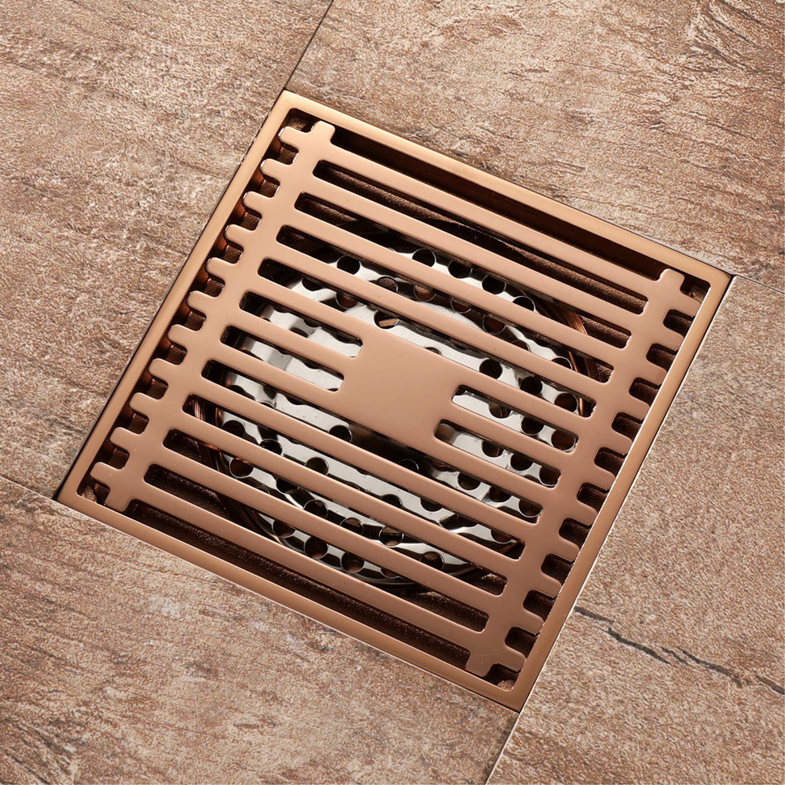 desagüe de Suelo, Brass Square Floor Drain Large 100 * 100MM with Removable Cover Stainless Steel Black