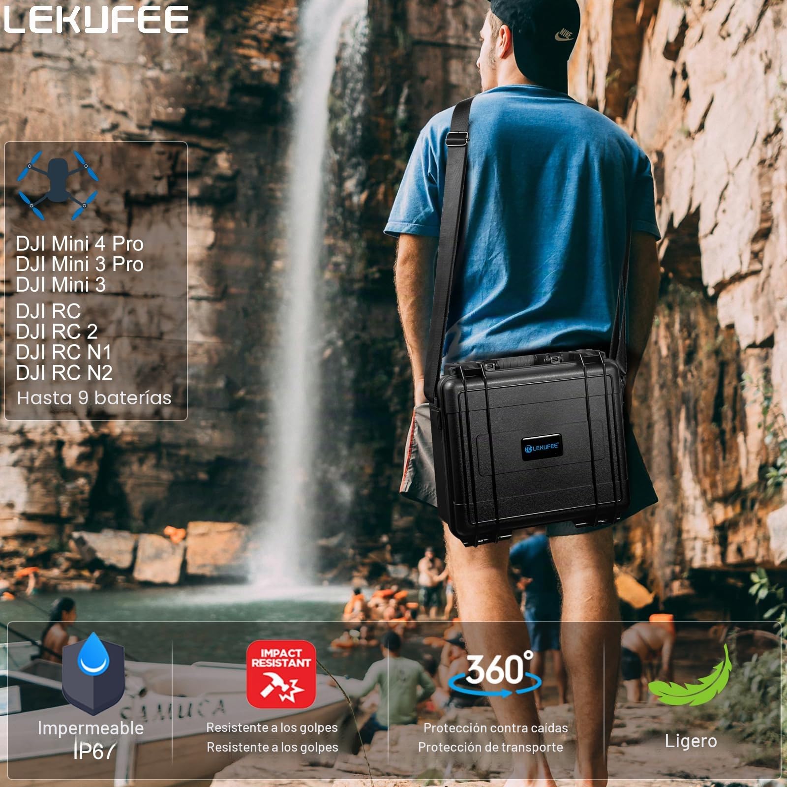 LEKUFEE Estuche de Transporte para dji Mini 4 Pro/3 Pro/Mini 3,dji RC 2/RC/N2/N1 y Accesorios (Solo Maleta)