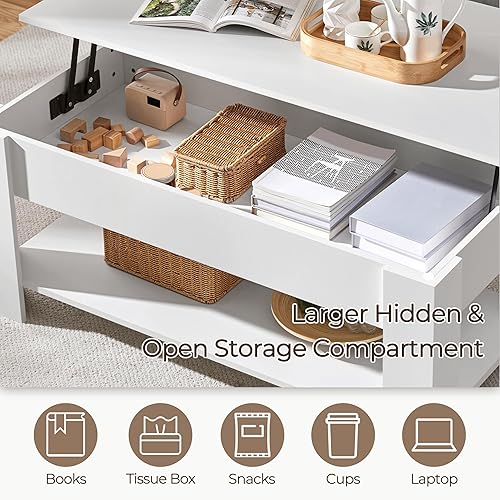 Miniatura 73 de Yaheetech - Mesa de centro con almacenamiento oculto Espresso,Negro -,Gris,Marrón (Rustic Brown),Blanco