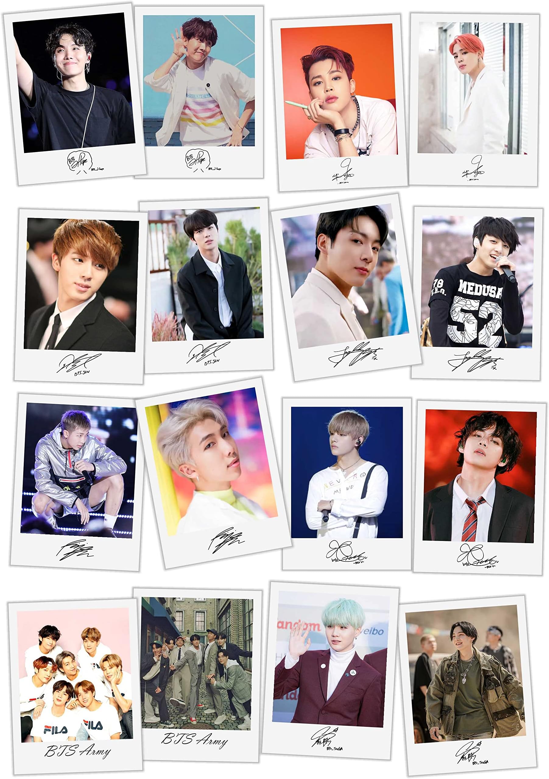 junkyard Pack of 16 BTS Polaroid lomo photocards for wall decor (size 3 X 4 inch)