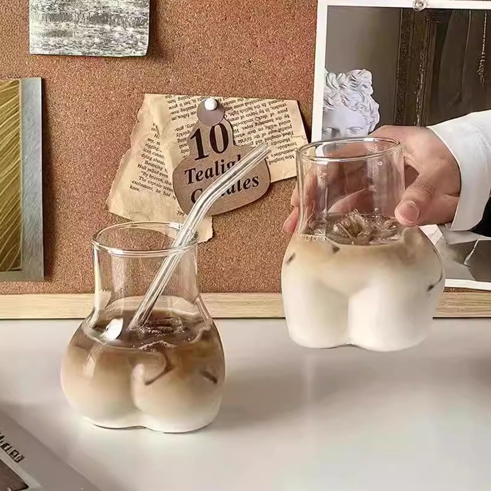 Butt Shaped Mok | 3D Butt Shaped Glass Cup | 450 ml transparante borosilicaatglas koffiemok | Nieuwigheid grappige kont mok | Leuke kont glazen | Creatieve lichaamsvorm wijnglazen kont cocktail glazen