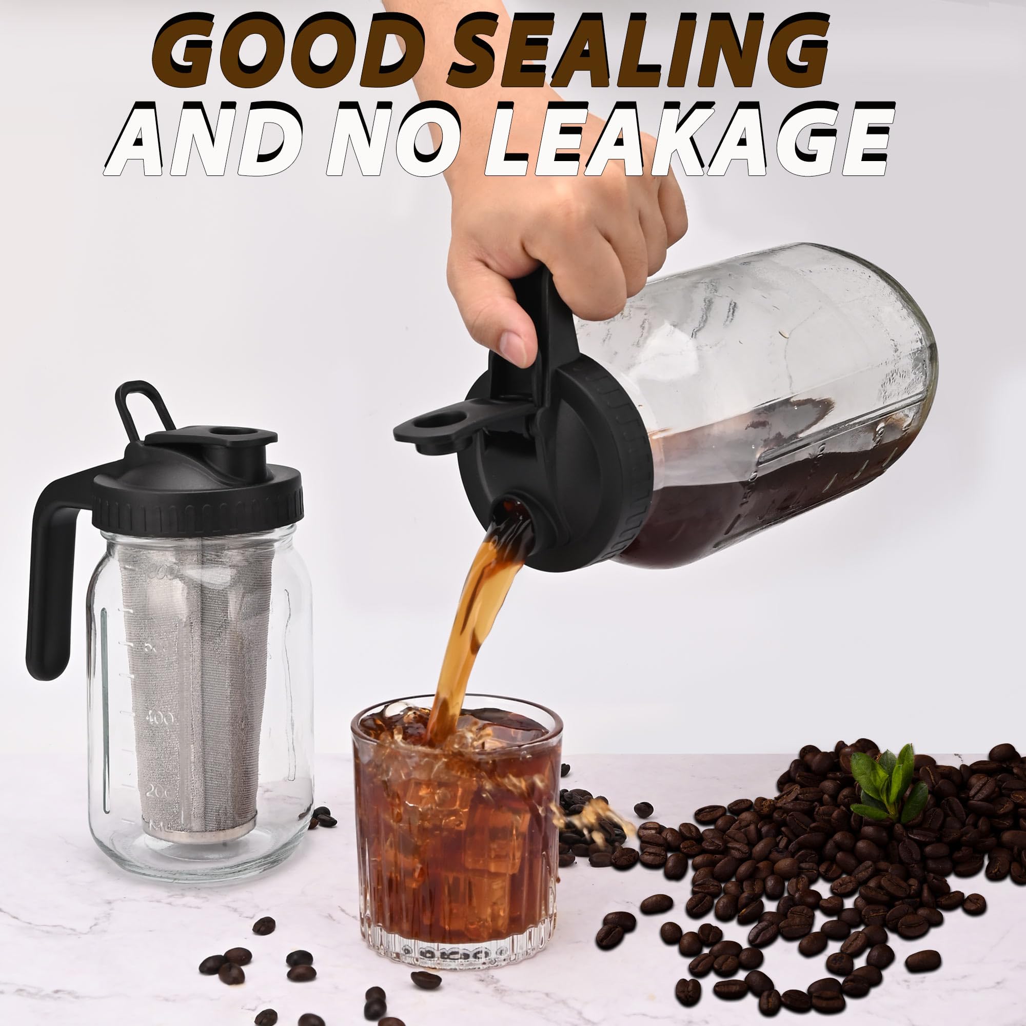 Cold Brew Mason Jar Koffiezetapparaat 64 oz brede mond Mason Cold Brew