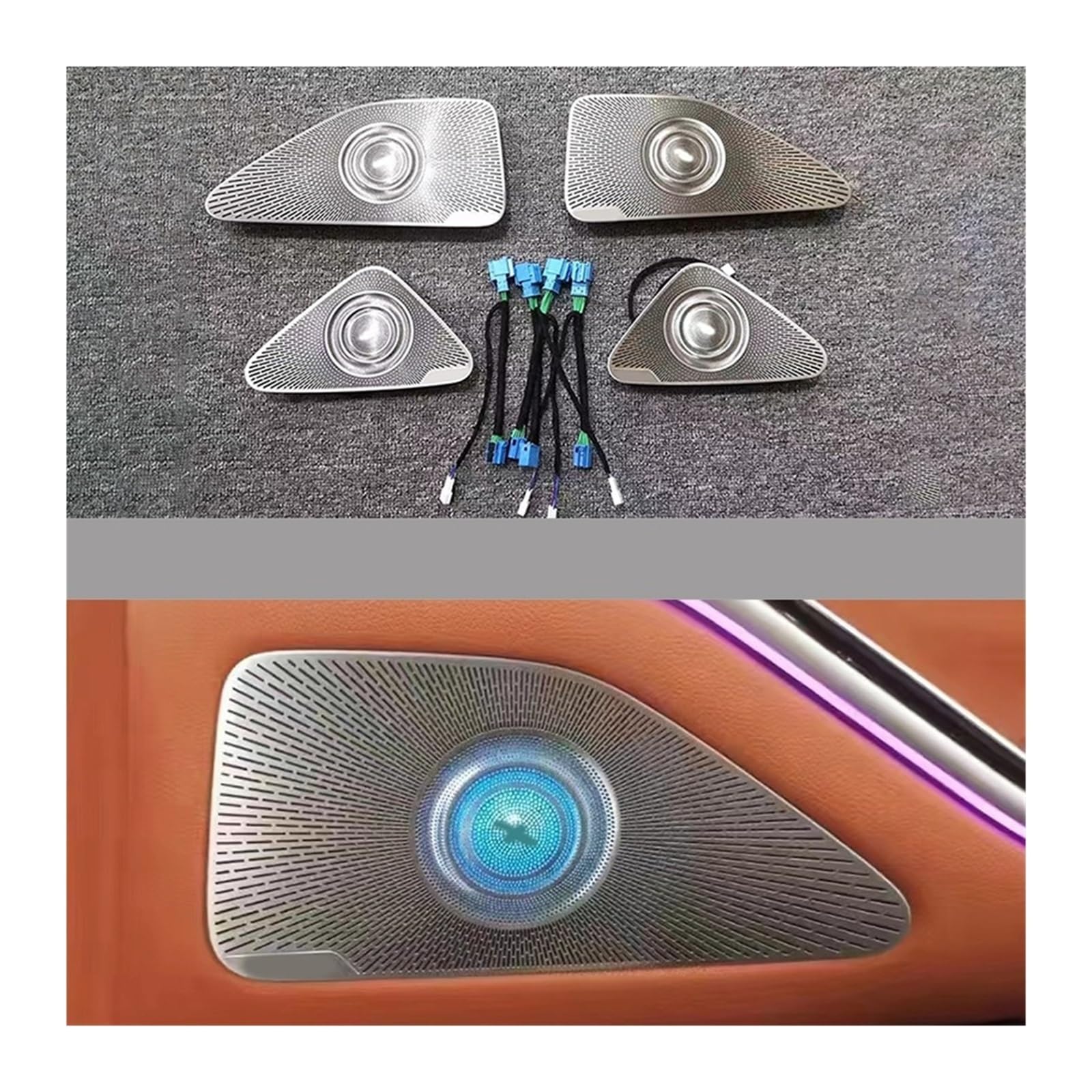 64 Color Colorful Luminescent Door Speaker Cover Compatible with Mercedes Benz S-Class - W223 2021-2022 Without Programming