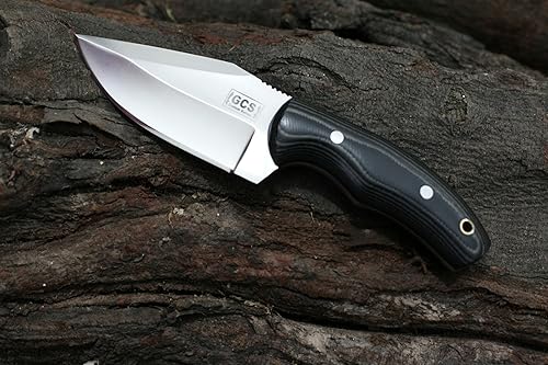 Miniatura 3 de GCS - Cuchillo de caza táctico de acero hecho a mano D2 con funda de cuero y mango de espiga completa diseñado para caza y campamento y EDC GCS 762