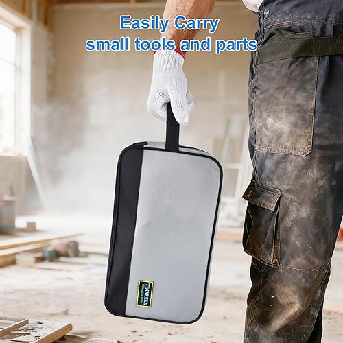 Miniatura 4 de Pequeña bolsa de herramientas  Compartimentos duales, bolsa de herramientas con cremallera de 12 pulgadas, organizador de almacenamiento multiusos