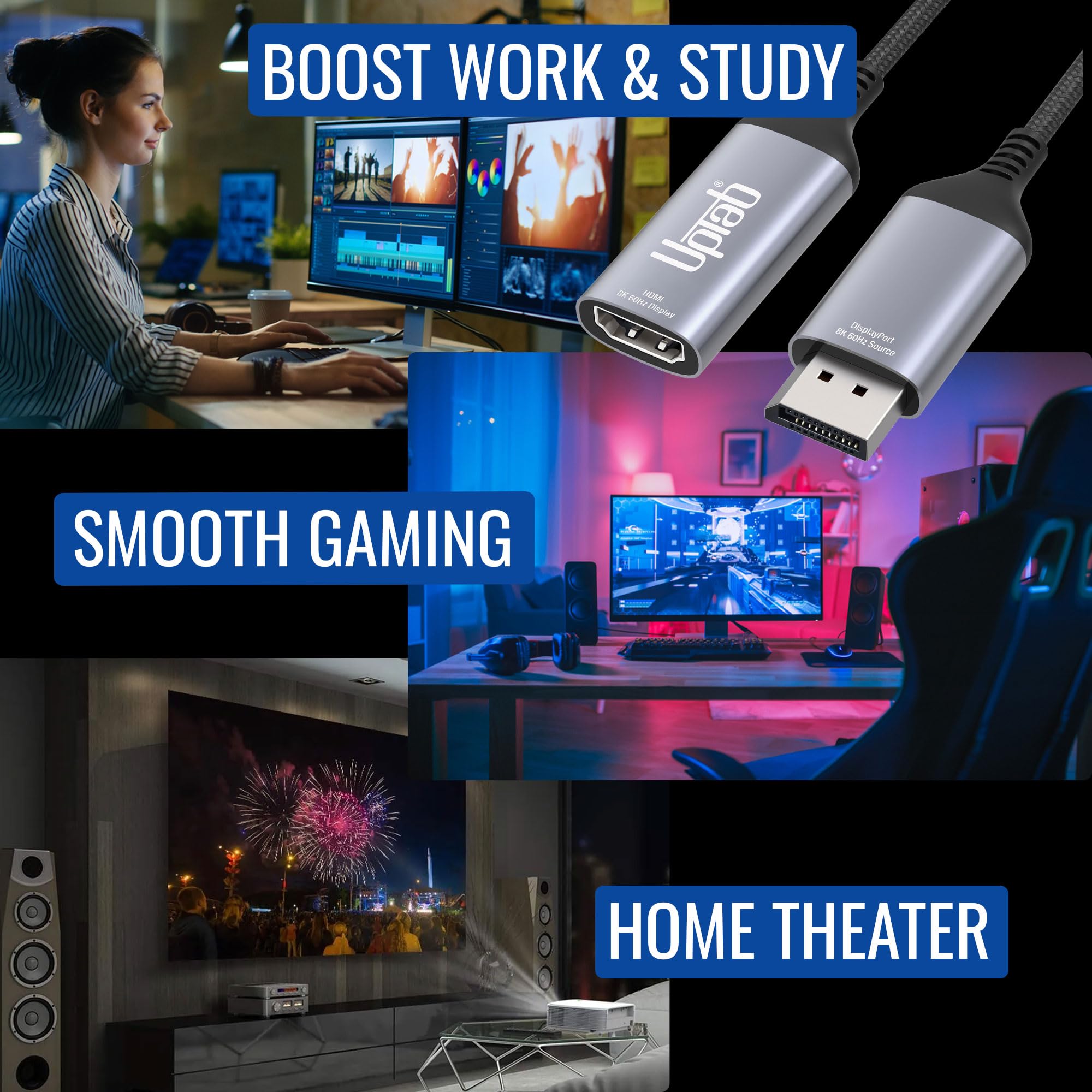 DisplayPort 1.2 vers HDMI 2.0 A Adaptateur Actif 4 K @ 60 Hz