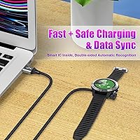 Vista 4 de AGVEE Paquete de 2 cables de carga de 3.3 pies para Garmin Watch, cable de carga trenzado en forma de L para Fenix, Forerunner, Vivoactive