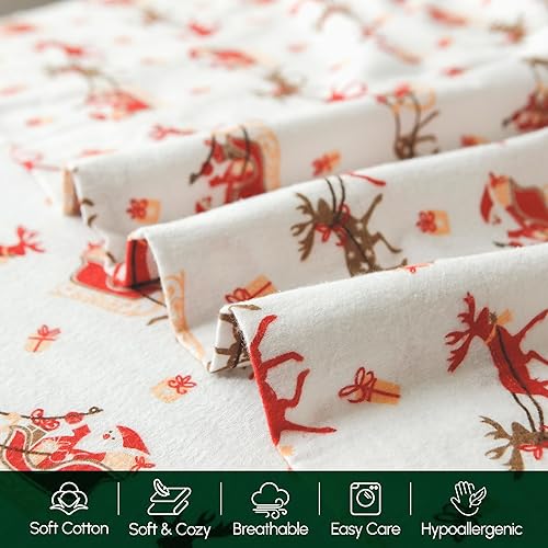 Miniatura 6 de Elegant Comfort Juego de sábanas ultrasuaves de franela de 100 % algodón turco, 4 piezas, sábanas de franela de Navidad navideñas, cálidas y