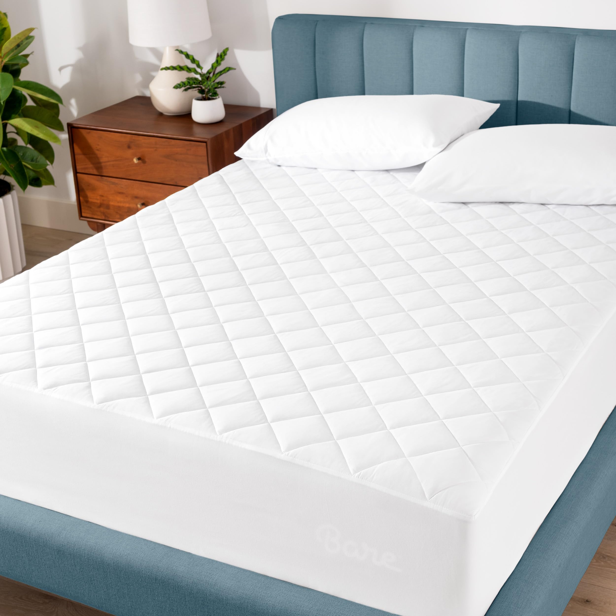 Bare Home Quilted Fitted Mattress Pad Double Size - Cooling Mattress Topper - Easily Washa...