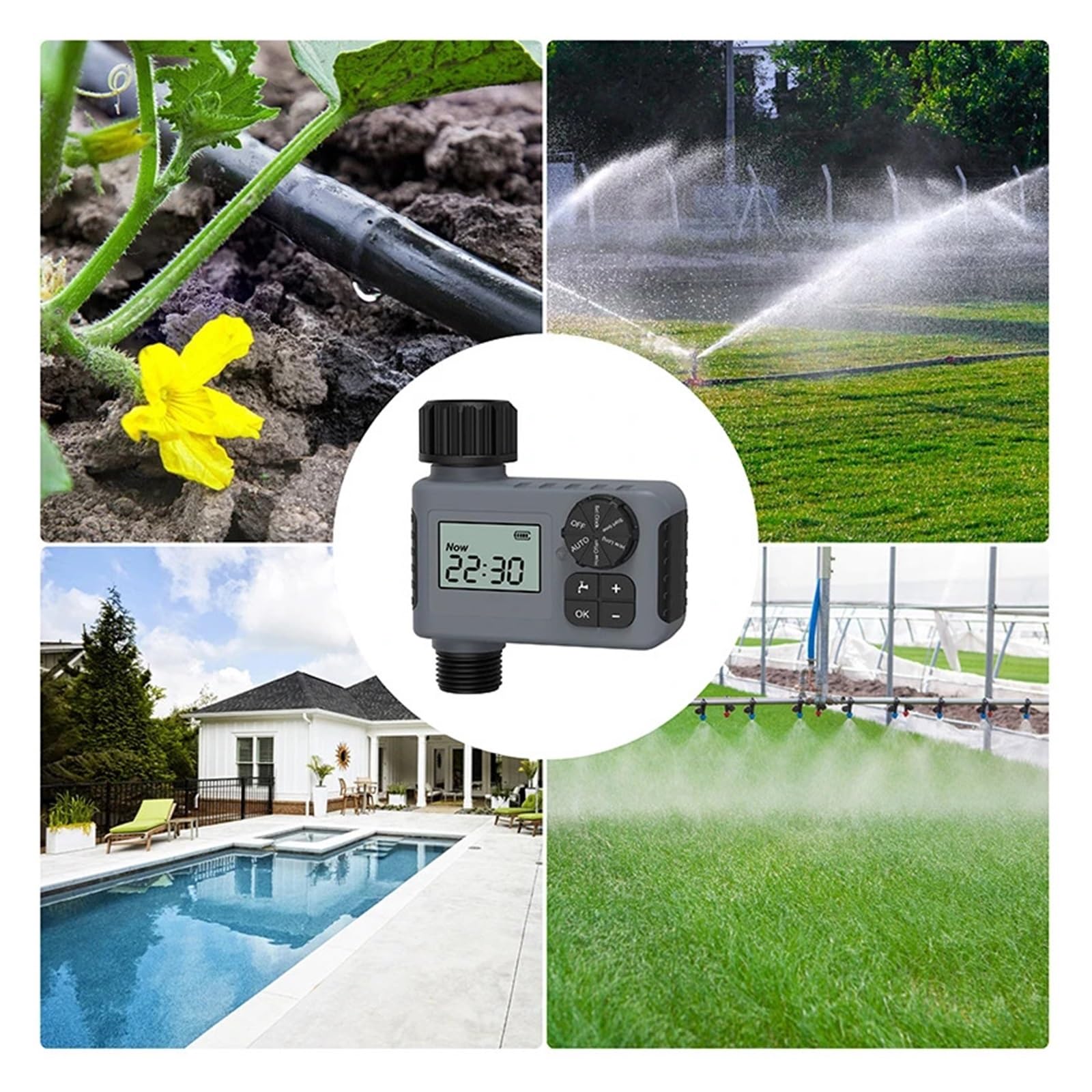 DEBLAN Sistem de riego automático Digital programable for Exteriores, Controlador de riego, Manguera, Grifo, Temporizador