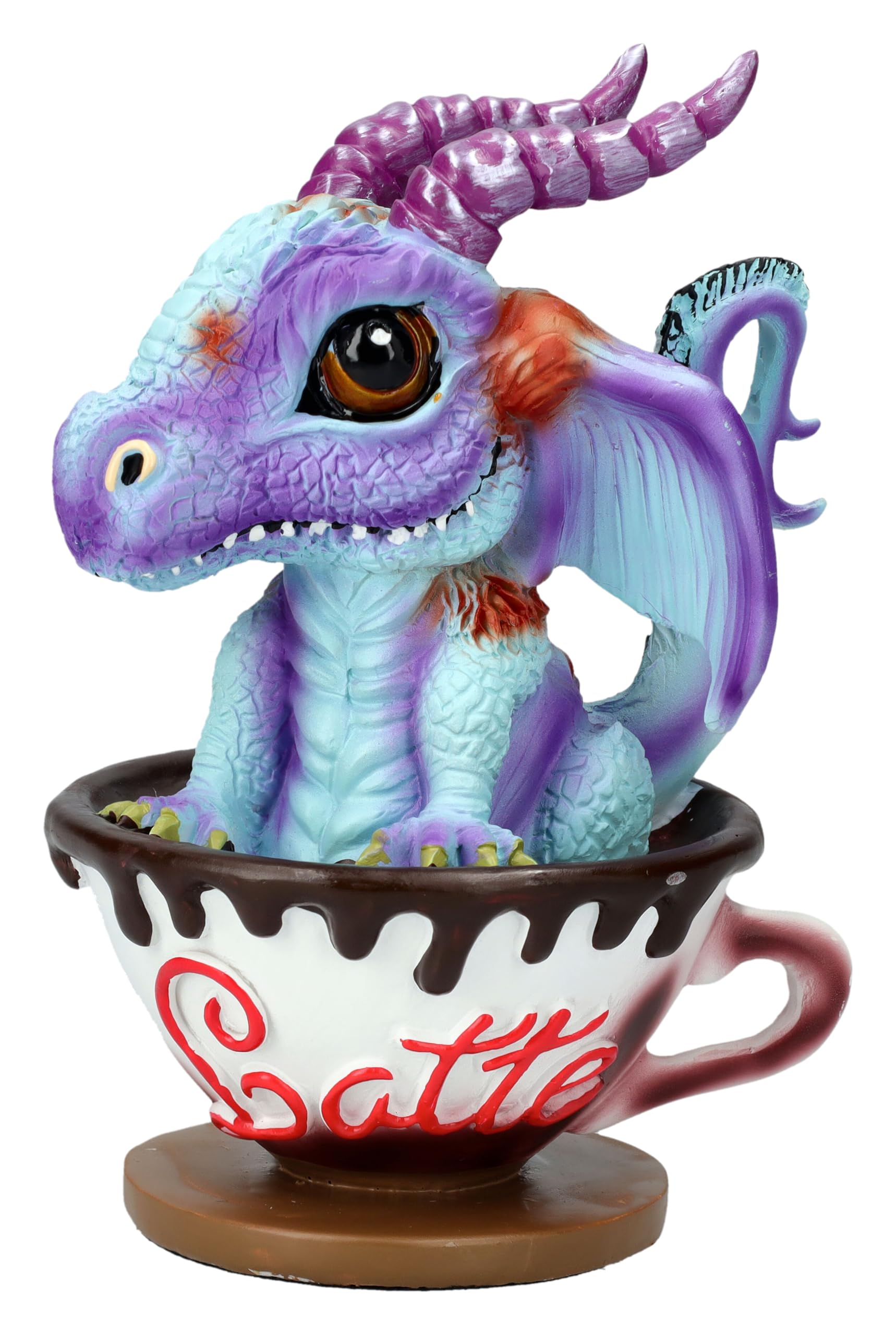 Figurine dragon bleu-violet de Ruth Thompson, statue décorative en tasse de 13,5 cm