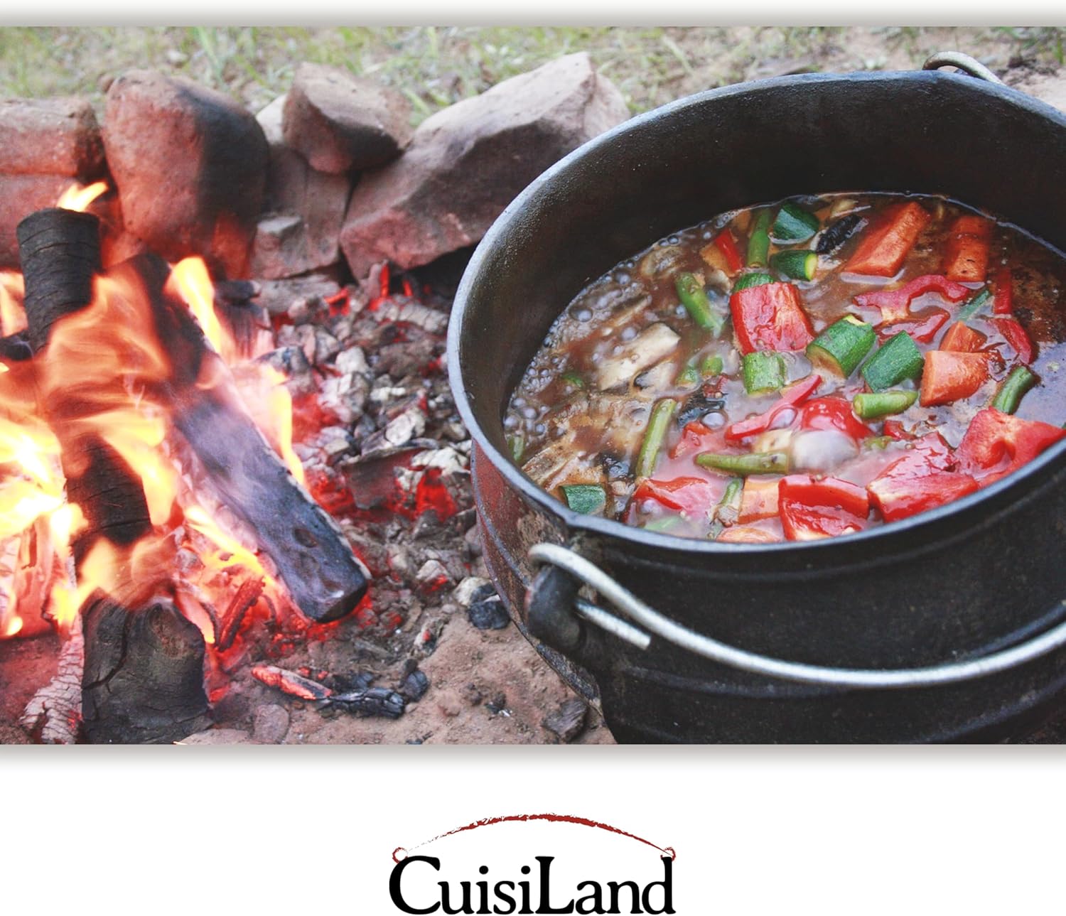 Cuisiland 3.2QT Cast Iron Potjie Cauldron Pot with Lid & 3 Legs – Pre-Seasoned South African-Style Campfire Pot for Outdoor Cooking, Soups, Stews & Braising – Heavy-Duty Cast Iron Dutch Oven