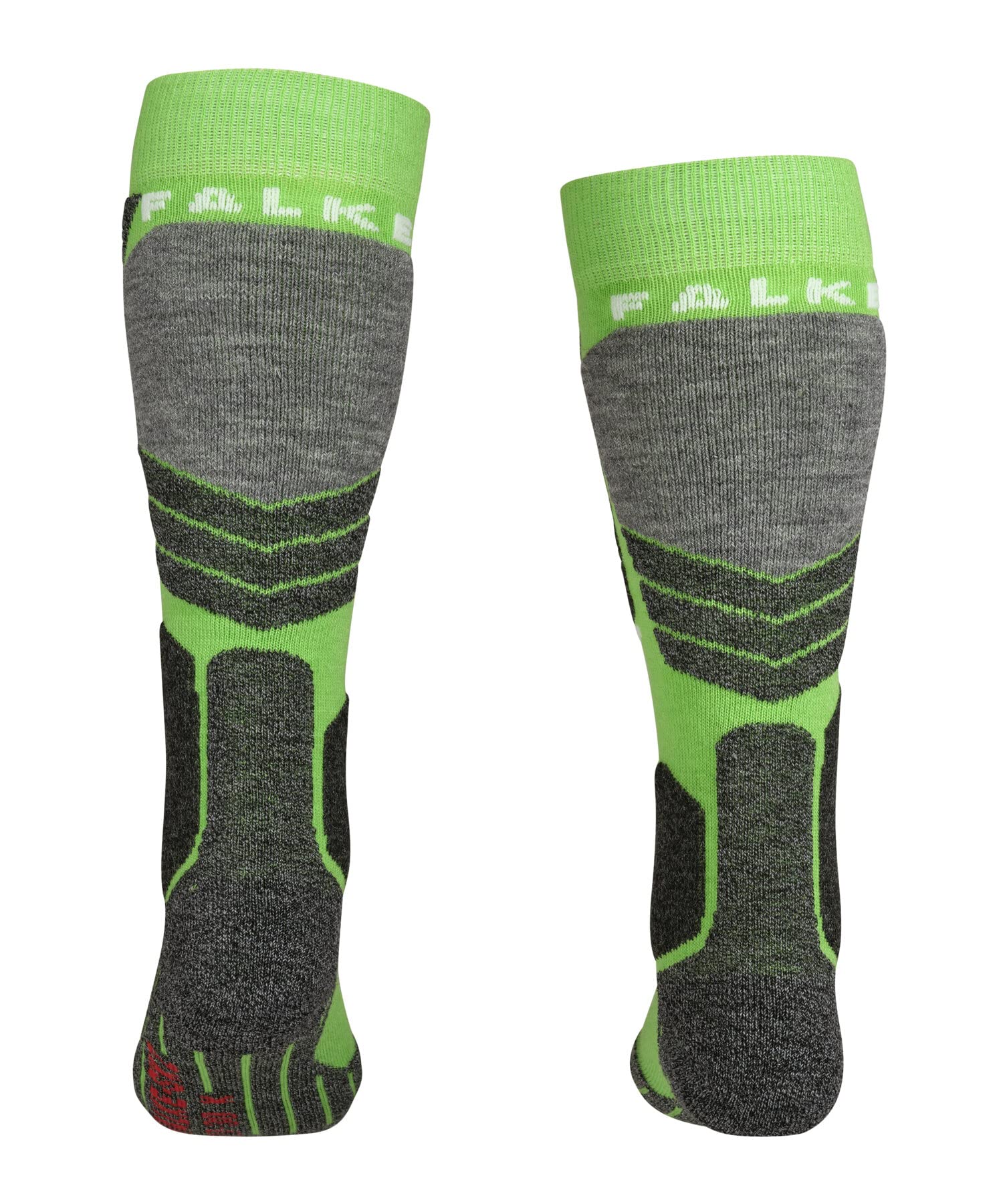FALKE Uniseks - dzieci Skarpety narciarskie SK2 Intermediate K Kh Wełna ciepłe grube 1 Para, Zielony Vivid Green 7231, 31-34