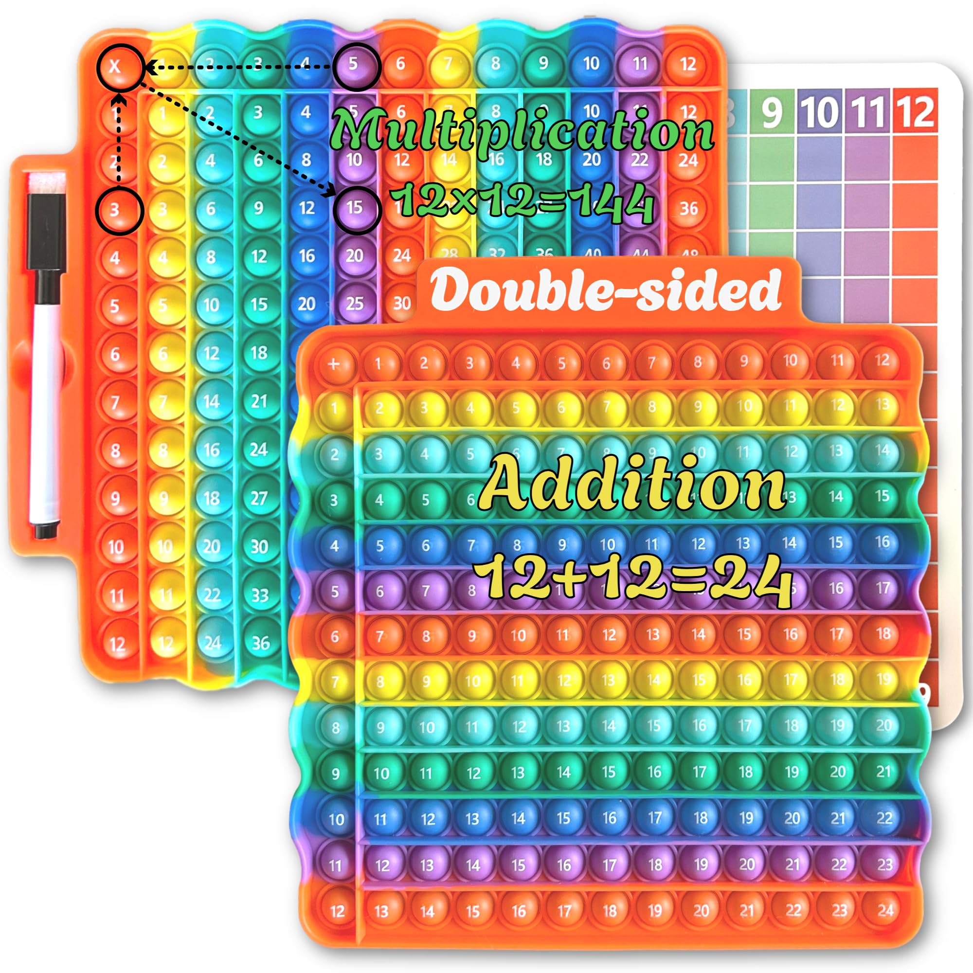 Times Table Poppet 12x12 Multiplication Pop It Times Tables Toy, Multiplication Addition Tables Math Pop It Toy For Kids, Number Push Bubble Sensory Fidget Popper, Preschool Education Pop Up Toy