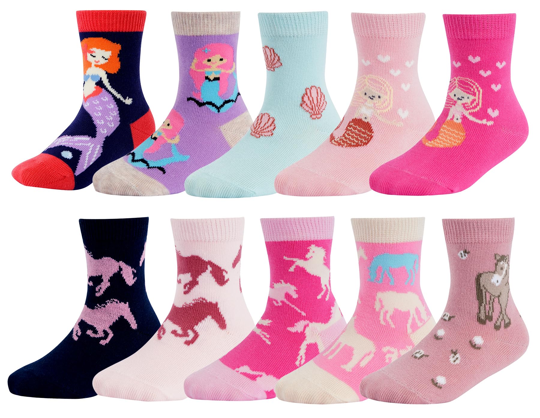 CHUNG Toddler Little Girls Crew Socks Cotton Colorful Sports Casual Daily Fun Cute Animal Pupil Students School Back