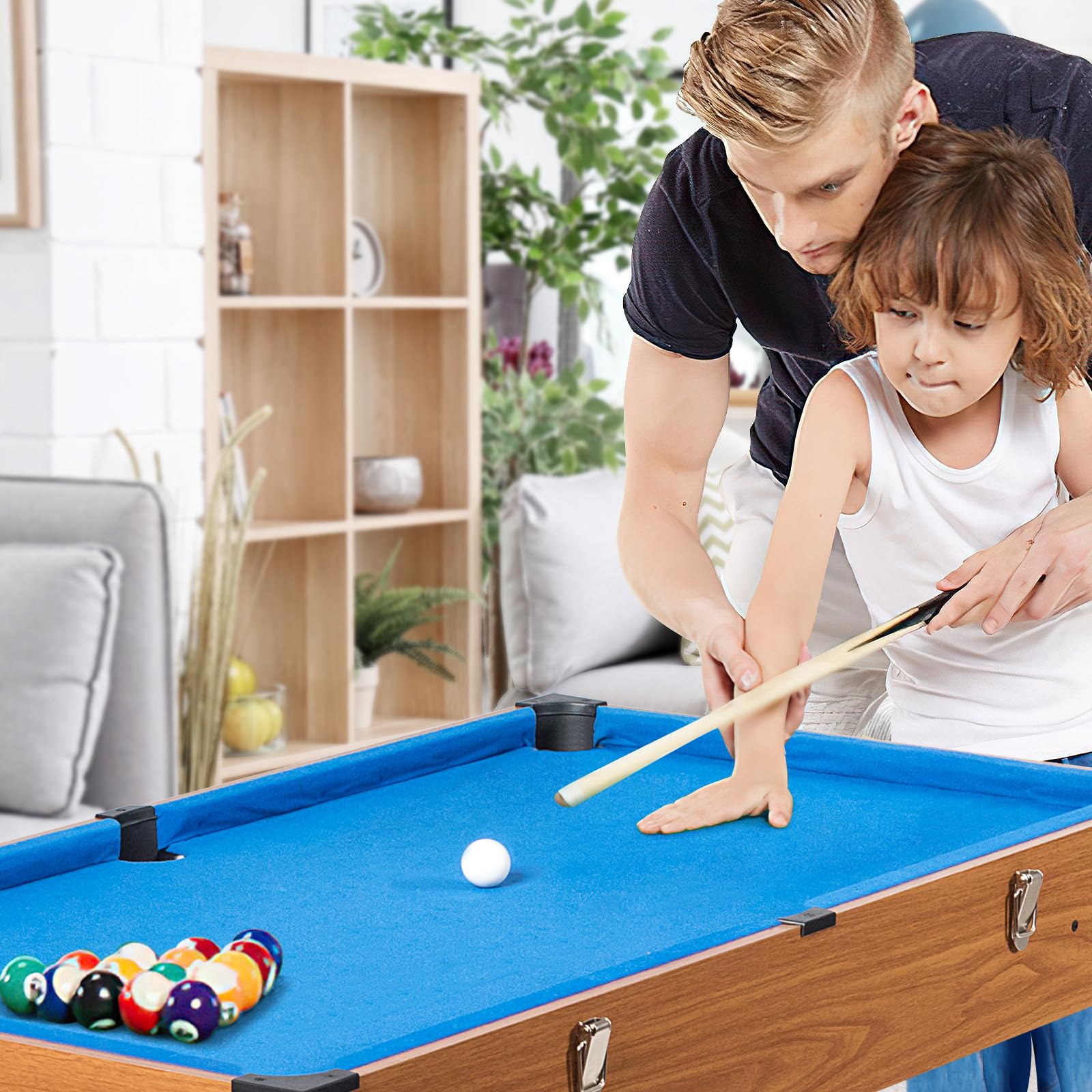 HOMASIS 3 in 1 Tavolo da Gioco Multifunzione in Legno, Tavolo Multigioco con Air Hockey, Biliardo, Calcio Balilla, Sala Giochi per Bambini e Adulti, 126 x 58 x 83 cm