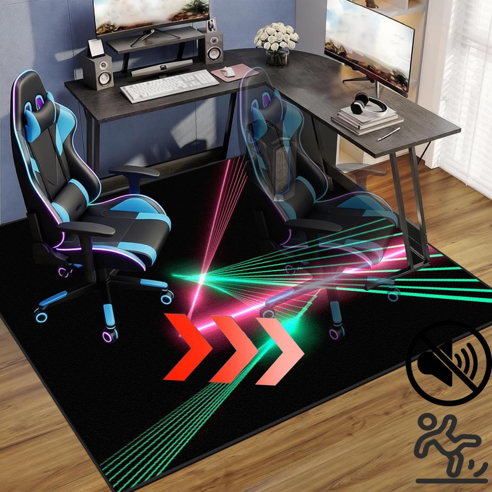 Gaming Tappeto Sedia 120 x 150 cm Tappeto per Sedia con Ruote