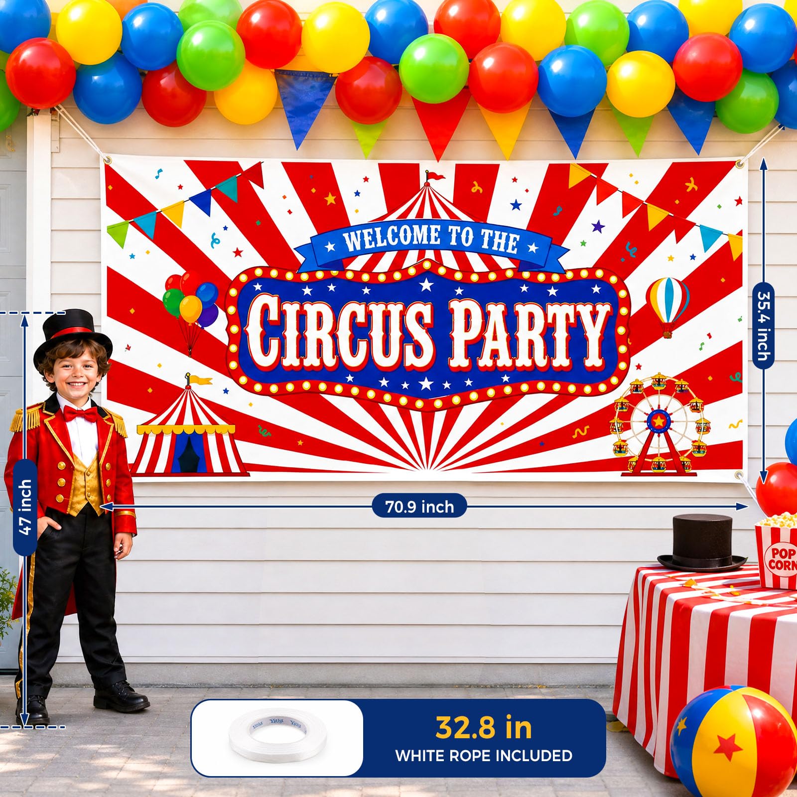 LovesTown Welcome to the Circus Party Backdrop, 70.9 x 35.4 in