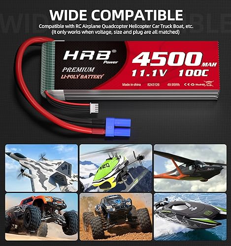 Miniatura 6 de HRB Batería Lipo EC5 100C 11.1V RC Lipo compatible con RC Car RC Avión RC Camión RC Barco