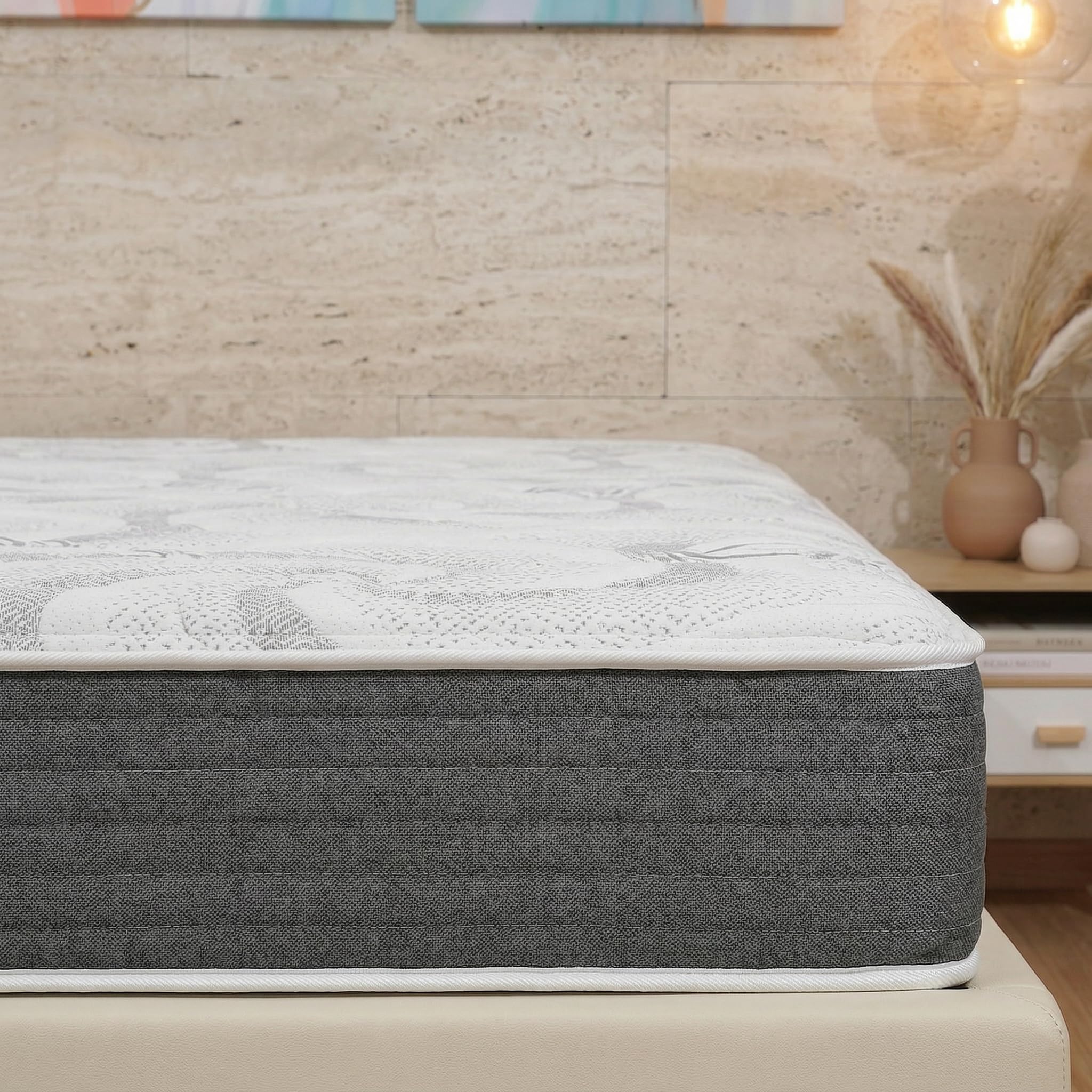 Materassimemory.eu - Podwójny Materac Memory LA Różowy Wiatr Rozmiar 160x200 Wysokiego 25 cm 7 Strefy zróżnicowanej nośności Powłoka Aloe Vera Silver SFODERABLE z pałąkiem 3D Odkurzacz powietrza