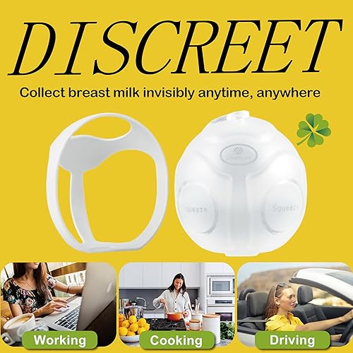 Miniatura 9 de Amplim Extractor de leche manual en el brasier  Carcasa de silicona para atrapar leche, succión de decepción manos libres, sin BPA, a prueba de