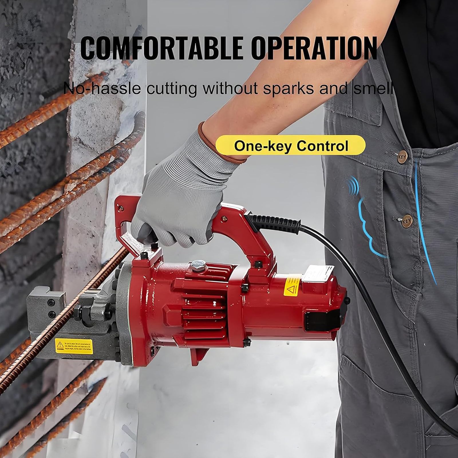 Cortadora Varillas Hidráulica Eléctrica 1250 W, Capacidad De Corte De 4 A 20 Mm, Herramienta Portátil para Corte De Barras De Hierro En Construcción De Hormigón