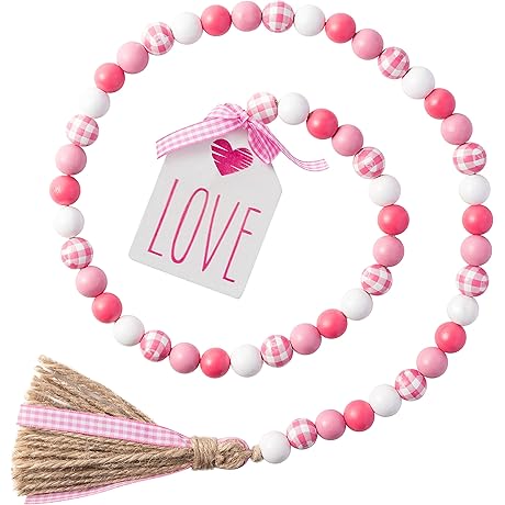 Valentine's Day Pink Bead Garland Tassel