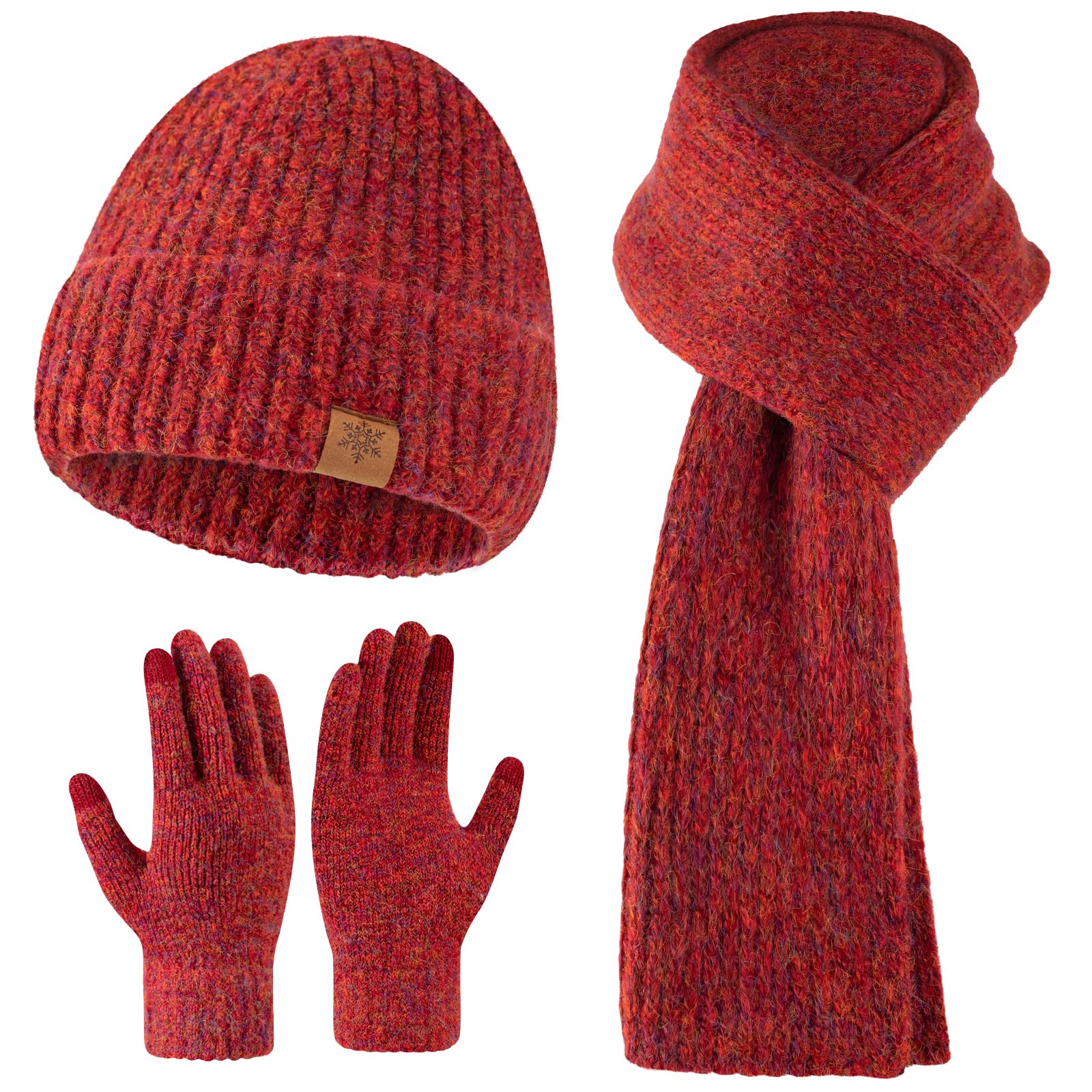Winter Beanie Hat Gloves Scarf Set for Women Men 3 IN 1 Warm Set-image-41