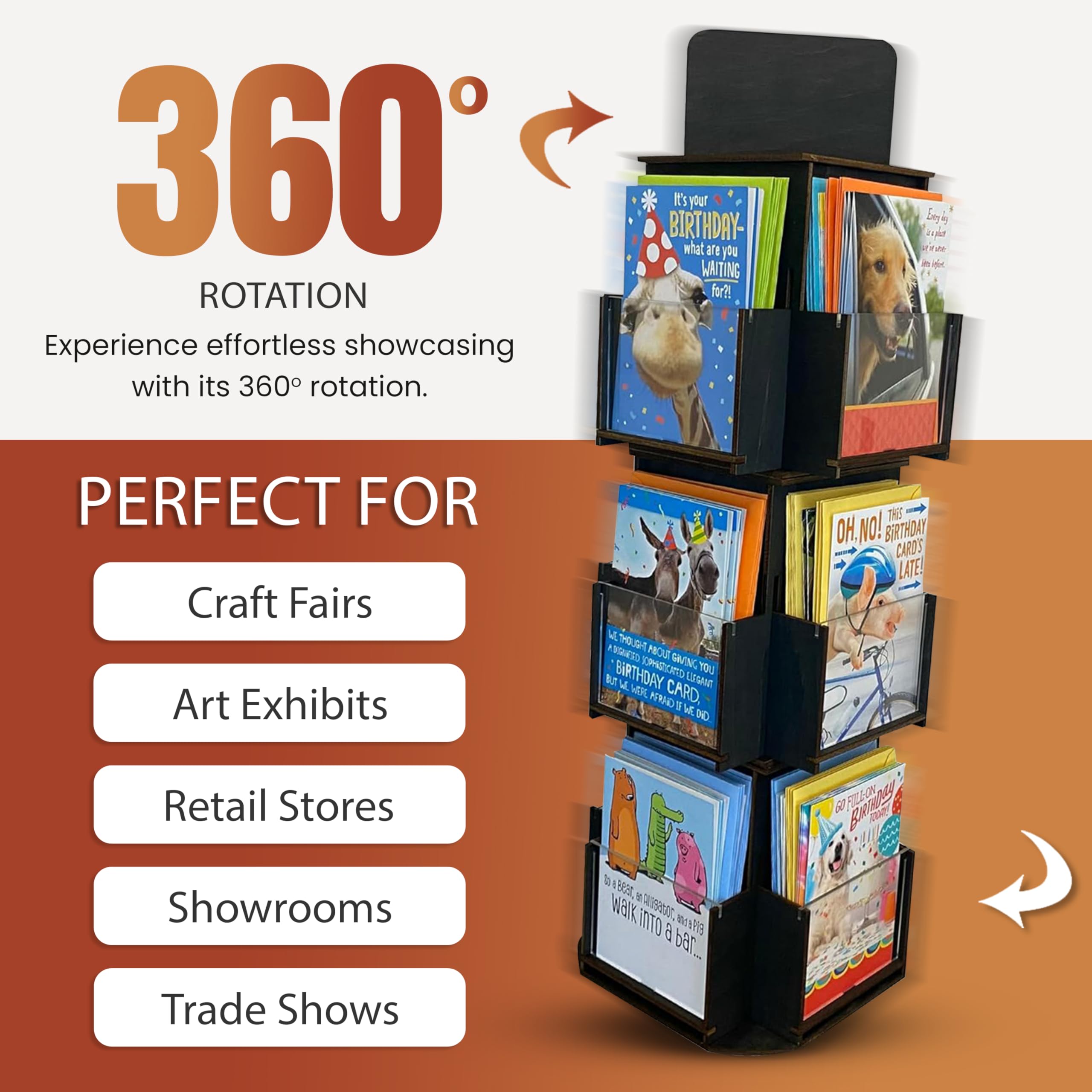 Trade Show Display Case 3 Tier Rotating Display Stand - 360° Spinning ...