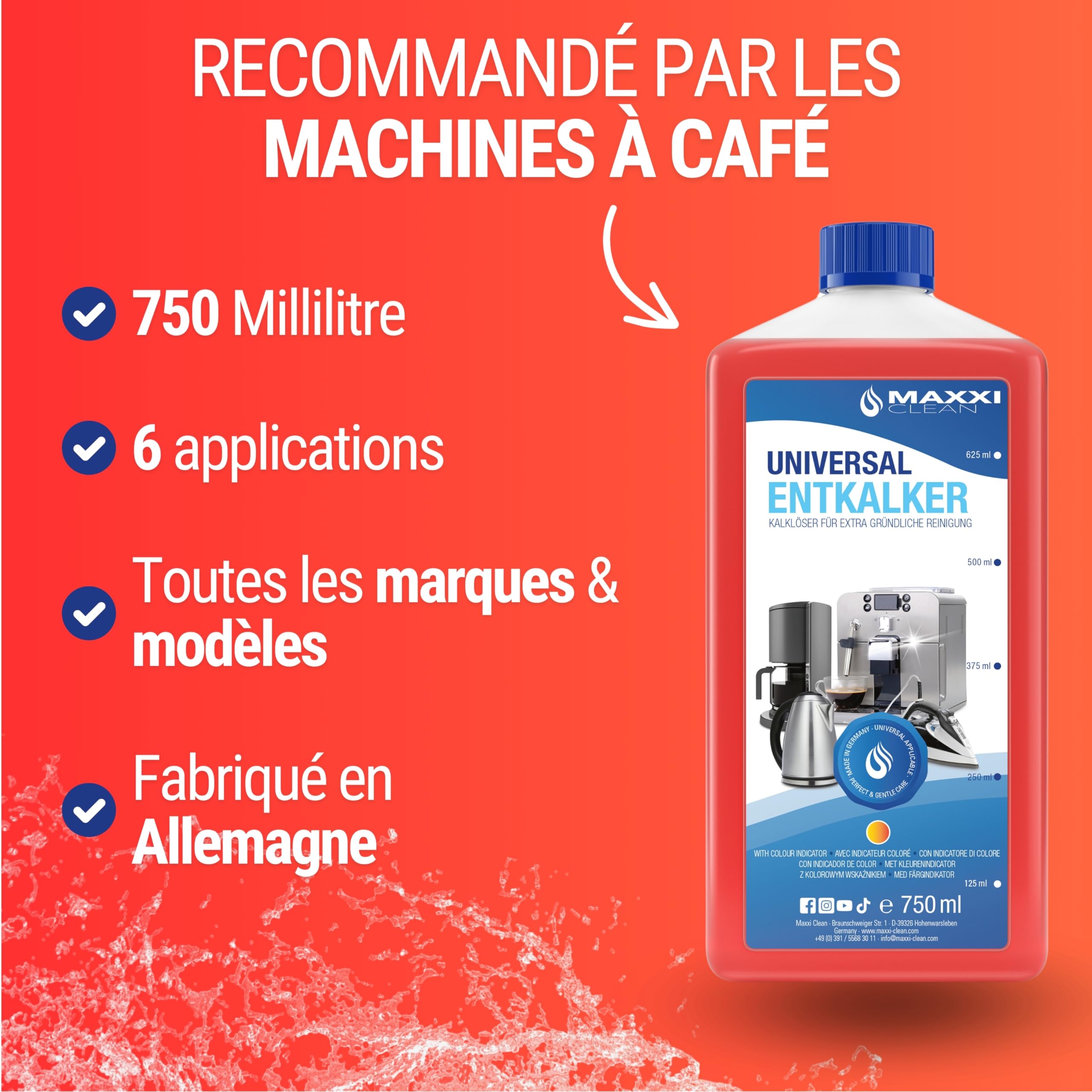 Maxxi Clean Détartrant universel pour machines à café 2x 750 ml