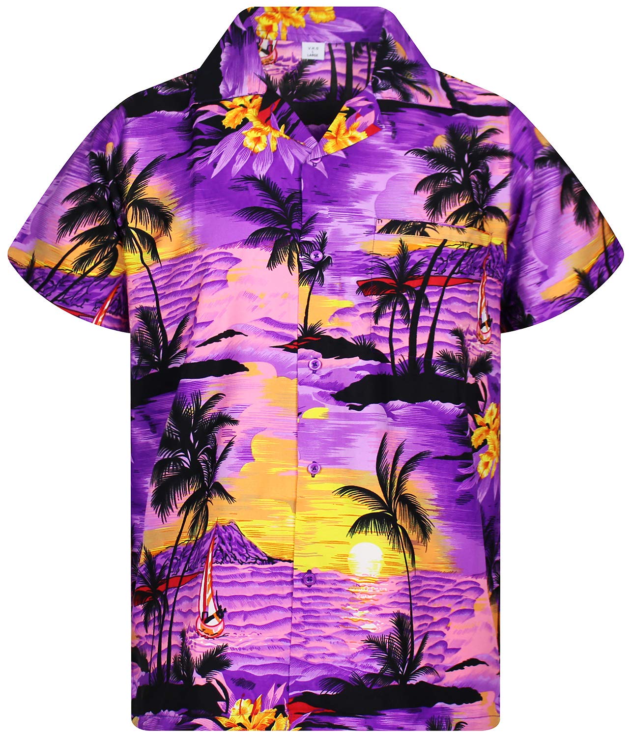 V.h.o. Men's Vho_surf-Purple Funky Hawaiian Shirt, Shortsleeve, Surf, Purple, L