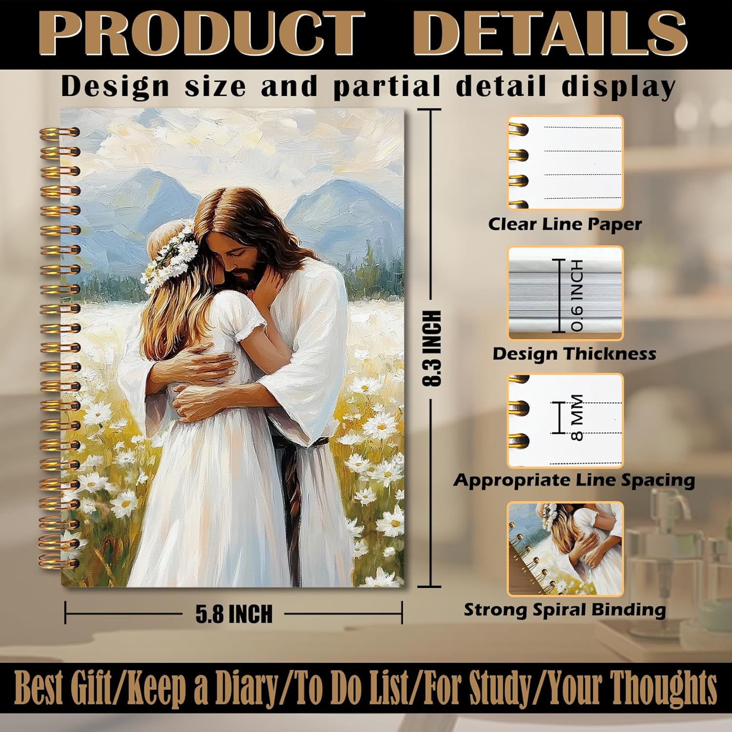 Christian Spiral Notebook Journal 5.5x8.3, Jesus Gifts, Jesus Hug Women Bible Journaling Notebooks for Note Taking, Christian Gifts for Women, Prayer Journal for Women - Image 7