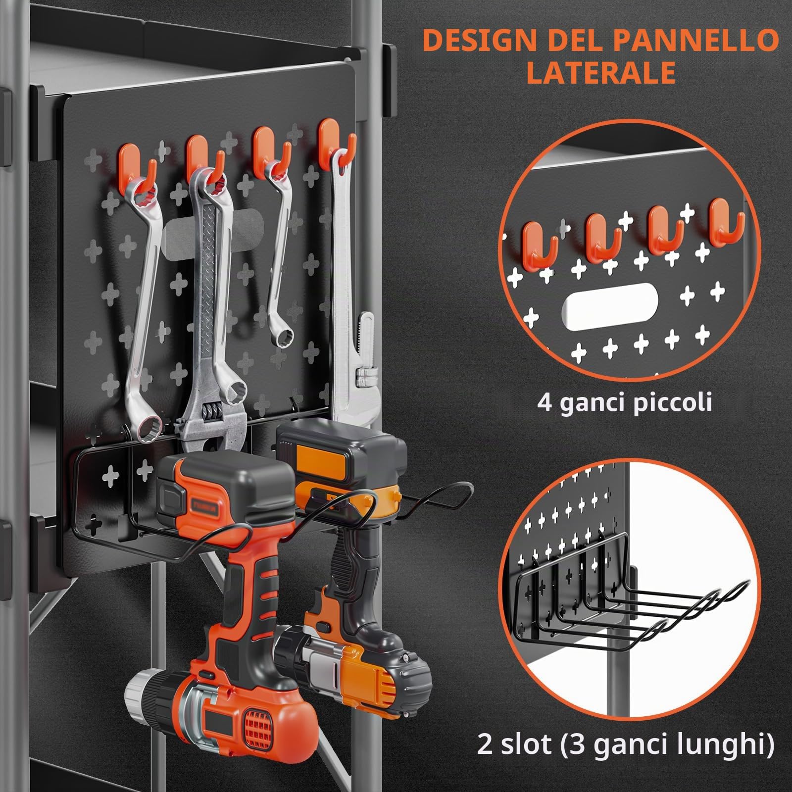 KINGRACK Carrello di Servizio Pieghevole a 3 Ripiani con Ruote e Maniglia Ergonomica, Carrello Portautensili Multiuso, Carrello Porta Attrezzi, Carrello Portaoggetti Casa Ufficio Garage Officina, Nero