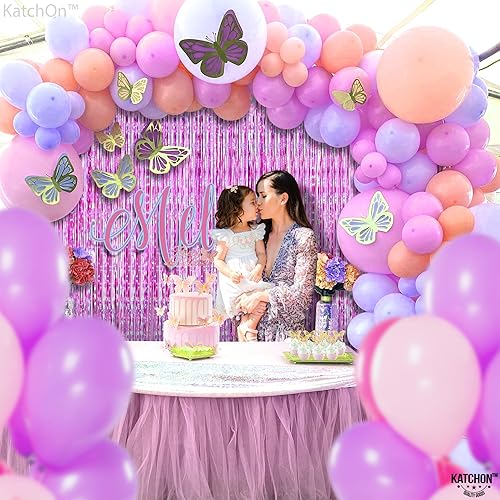 Miniatura 7 de KatchOn, XtraLarge - Cortina holográfica con flecos de papel de aluminio de 3.2 x 8 pies, serpentinas moradas para decoraciones de fiesta de