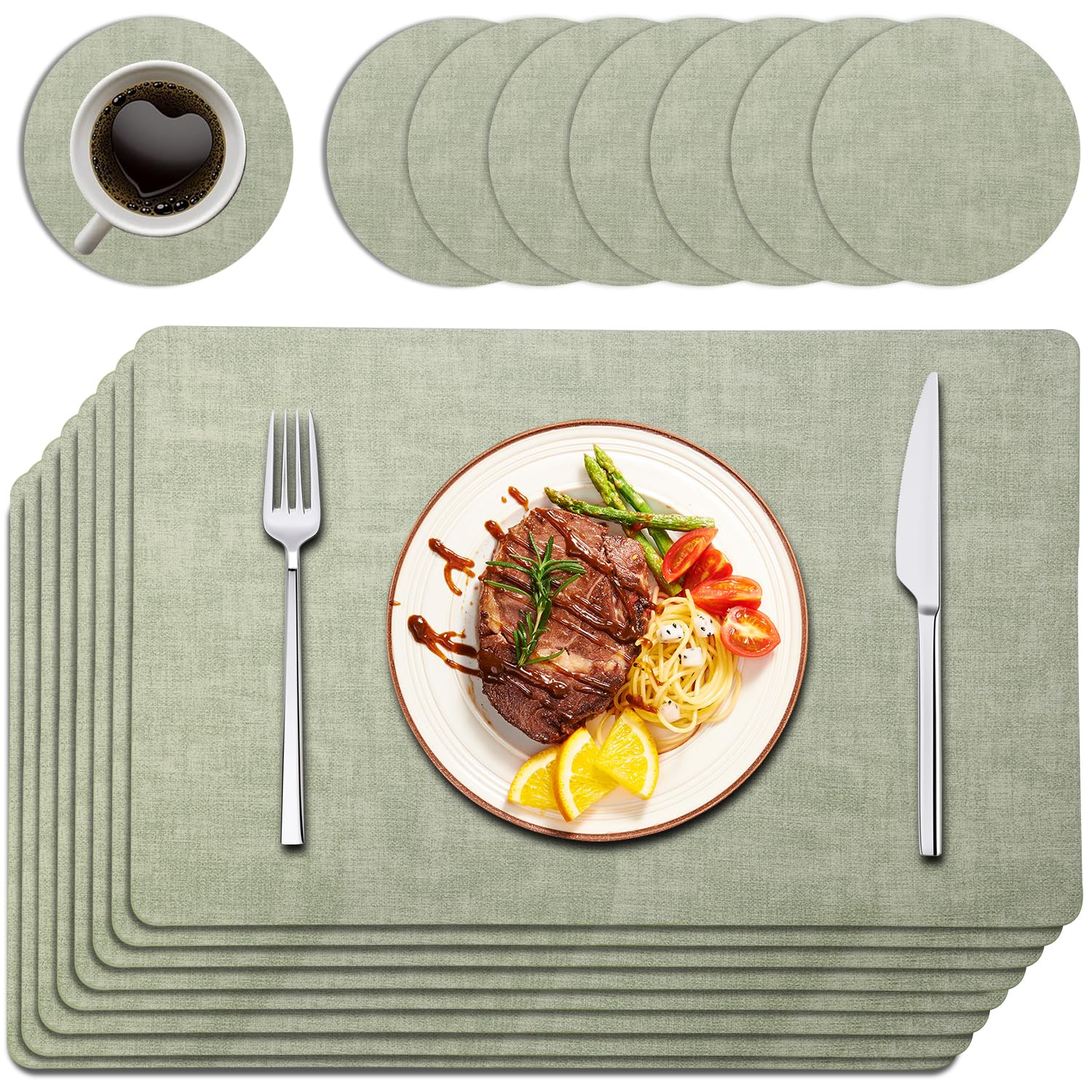 Sets de table en cuir Purejoy x8 | Faciles à nettoyer & antidérapants pour cuisine