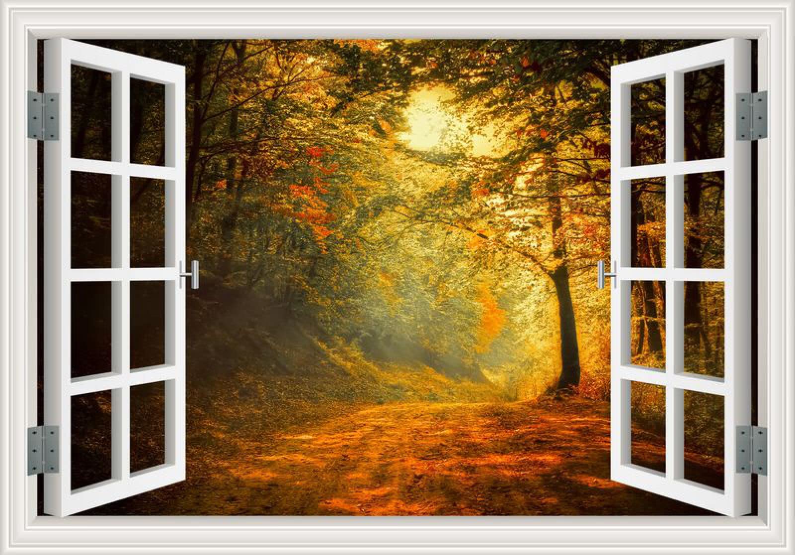 3D Wandaufkleber Fensteraufkleber Dekoration selbstklebende Wandaufkleber Landschaft Wandaufkleber Zuhause Wohnzimmer Wandaufkleber-B_80x120cm