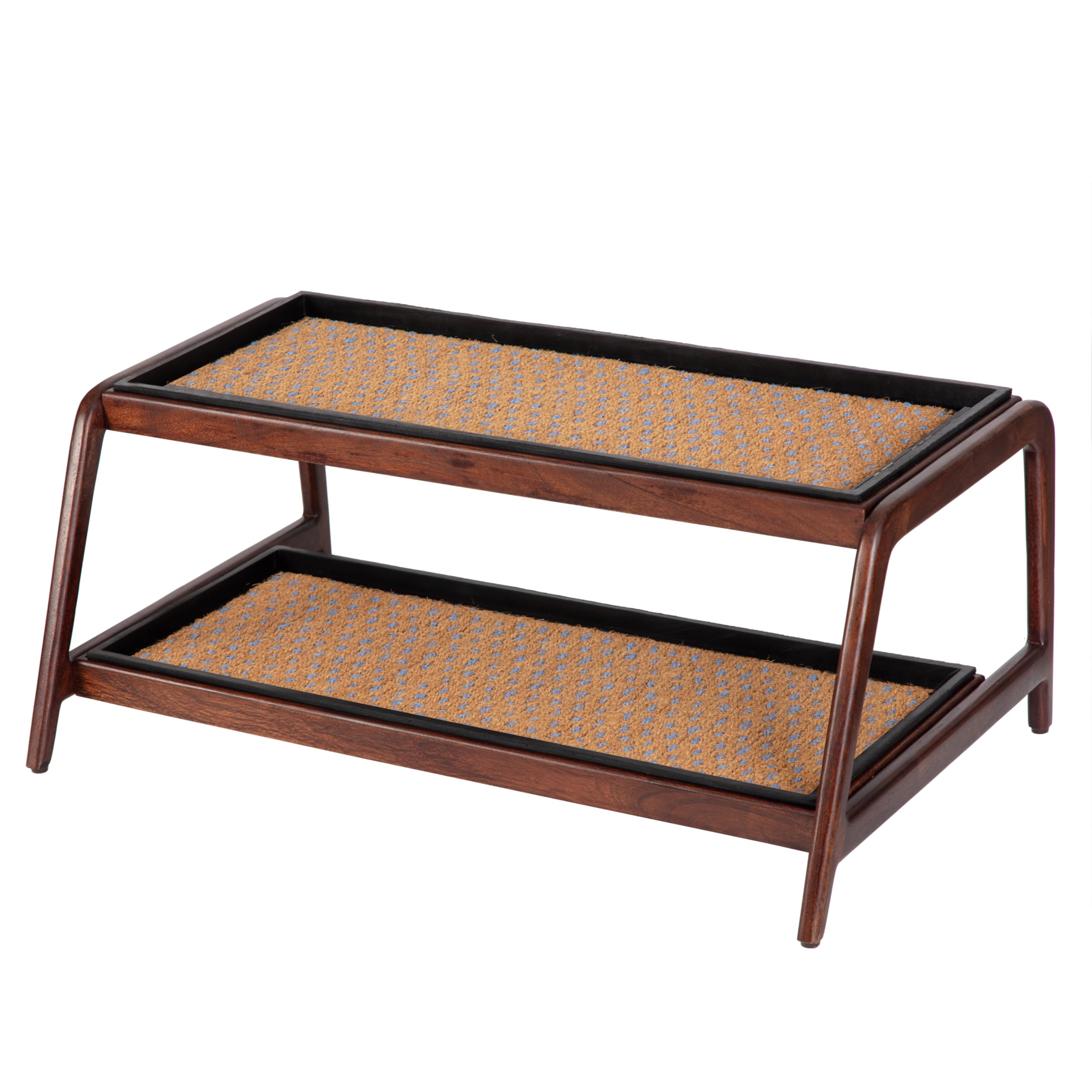 Anji Mountain 2-Tier Solid Wood Boot/Shoe Stand with Natural Rubber tray and coir insert, Fits 6 Pair (36.5