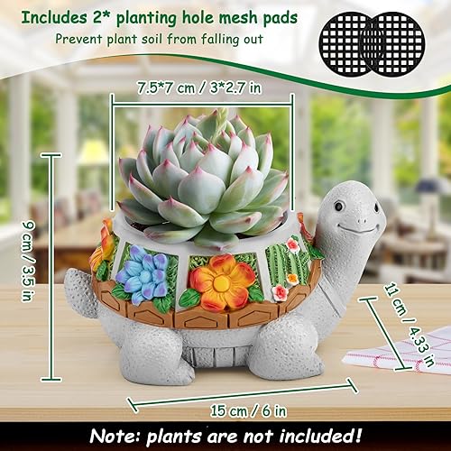 Miniatura 4 de LESES Macetas para suculentas, macetas de tortuga con orificio de drenaje, bonitas macetas para cactus, macetas suculentas para plantas de interior,