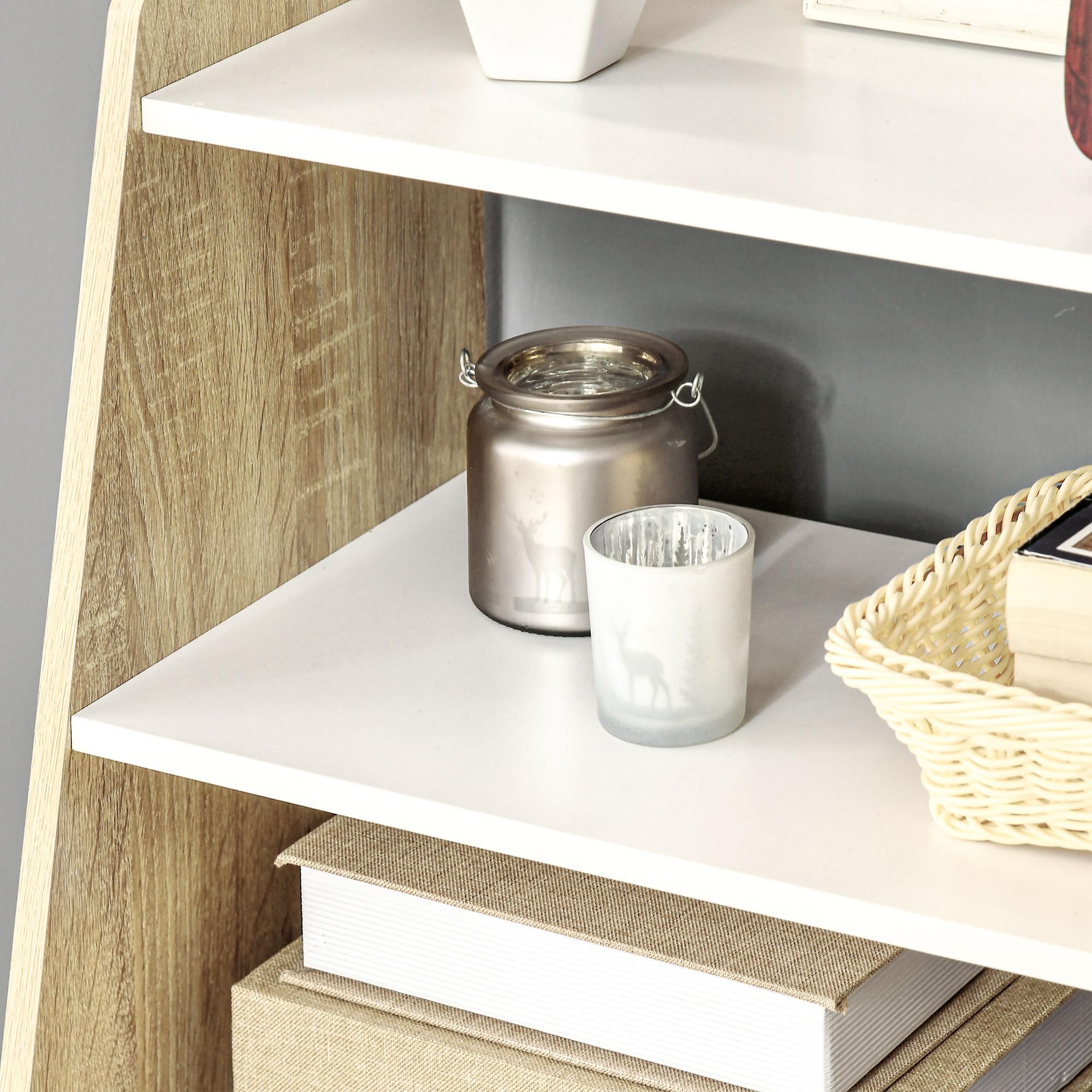 HOMCOM Mobile da Salotto Portaoggetti 58x30x93 cm Bianco e color Legno