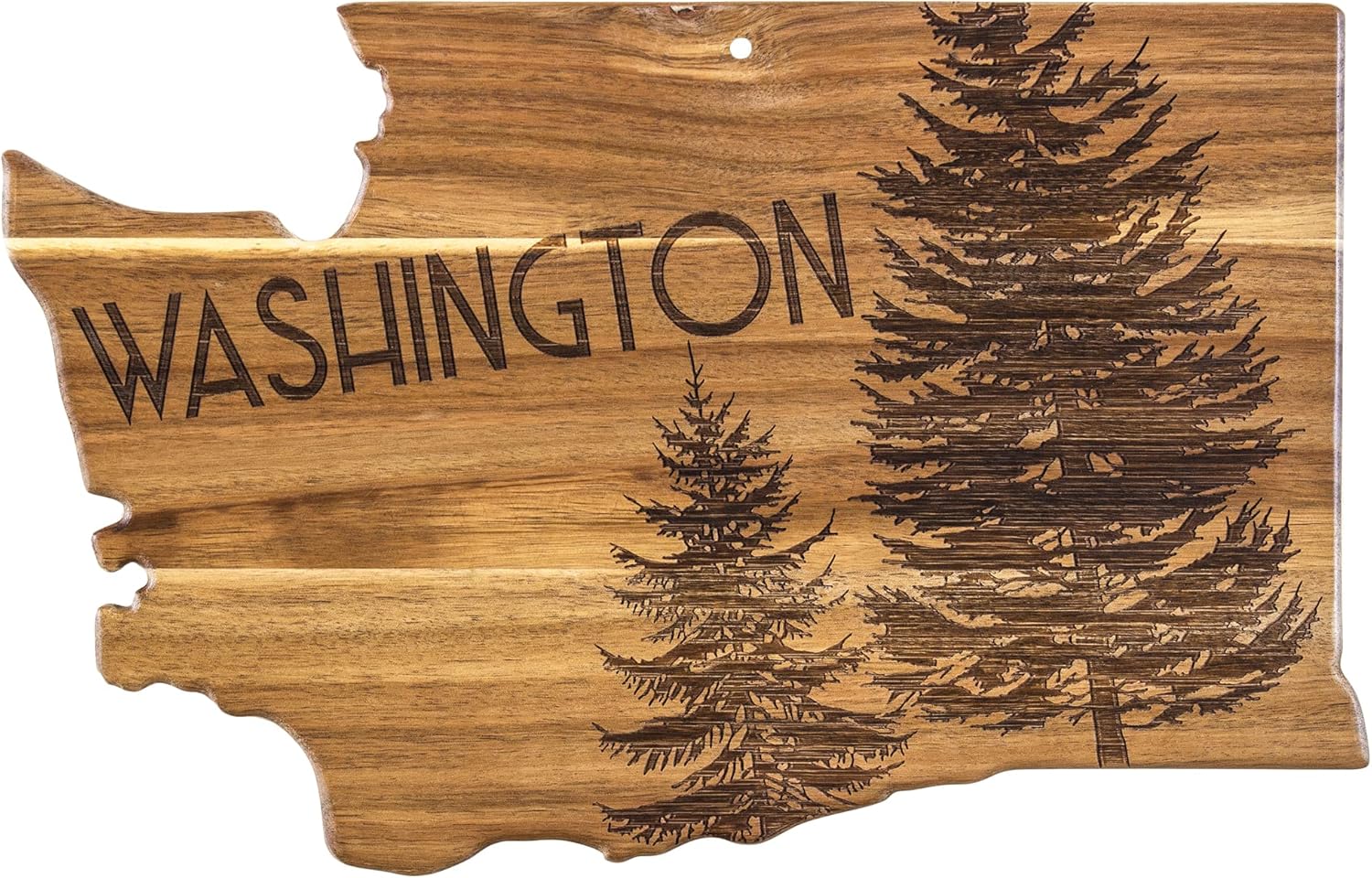 Totally Bamboo Rock & Branch Origins Series Washington State Shaped Cutting Board and Charcuterie Serving Tray, Includes Hang Tie for Wall Display 15.5" x 10" x 0.6"