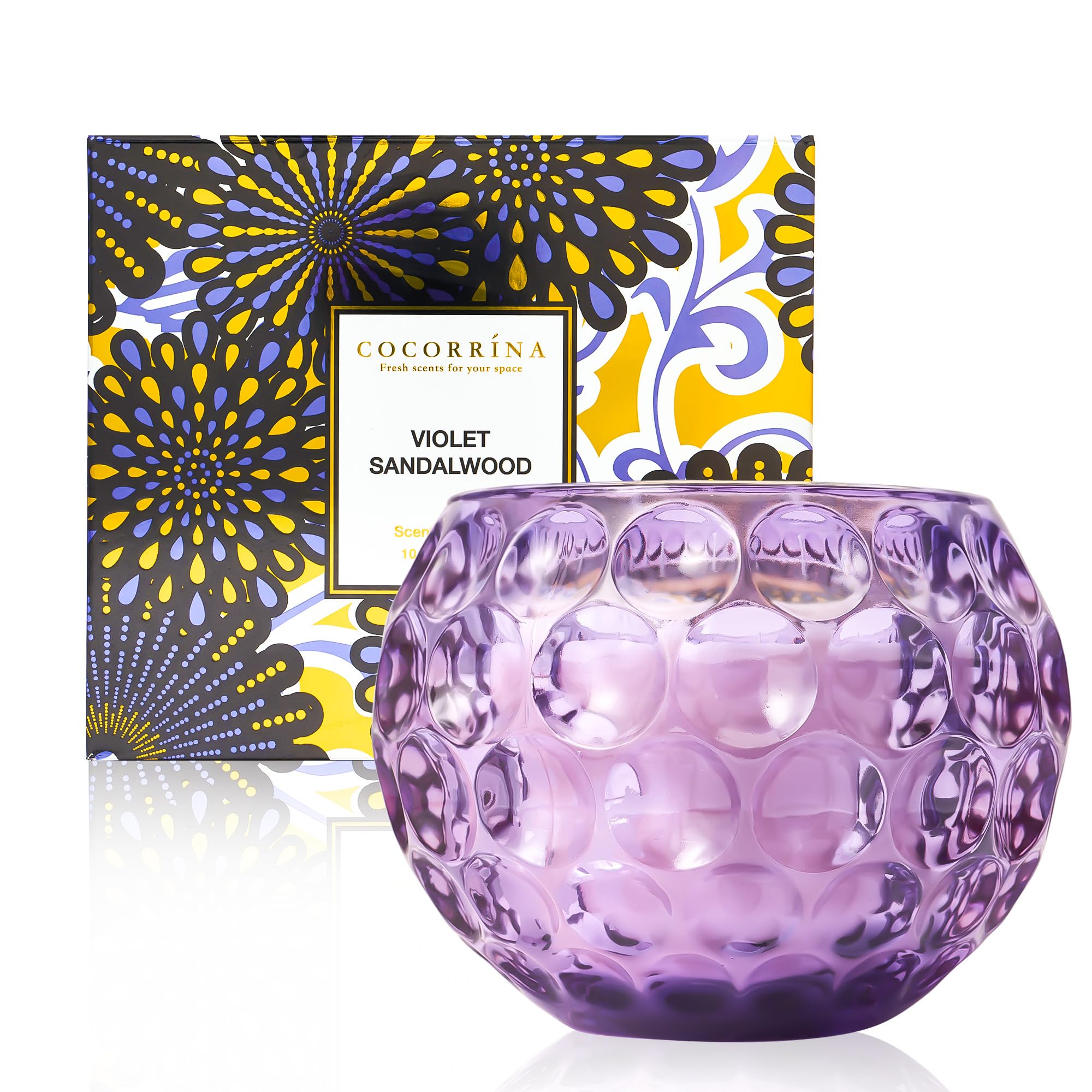 Cocorrína Velas Aromáticas, Violeta Sándalo, 100% Cera de Coco con 2 Mechas, Duración Hasta 40 horas, 300g Velas Perfumada, Regalos de Cumpleaños Perfectos para Hombres y Mujeres