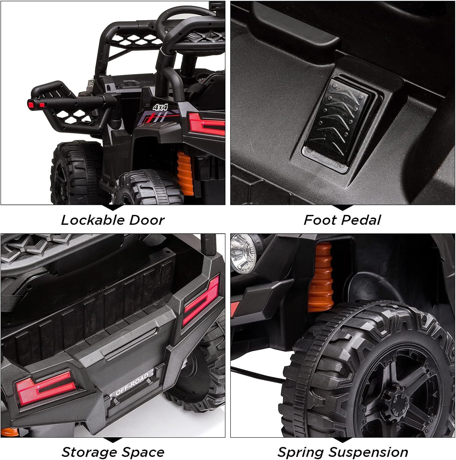 GarveeLife 12V Kids Ride On Car Truck Toddlers Electric Car Toy with Remote Control, Spring Suspension, Led Lights, Music, for Boys Girls, White