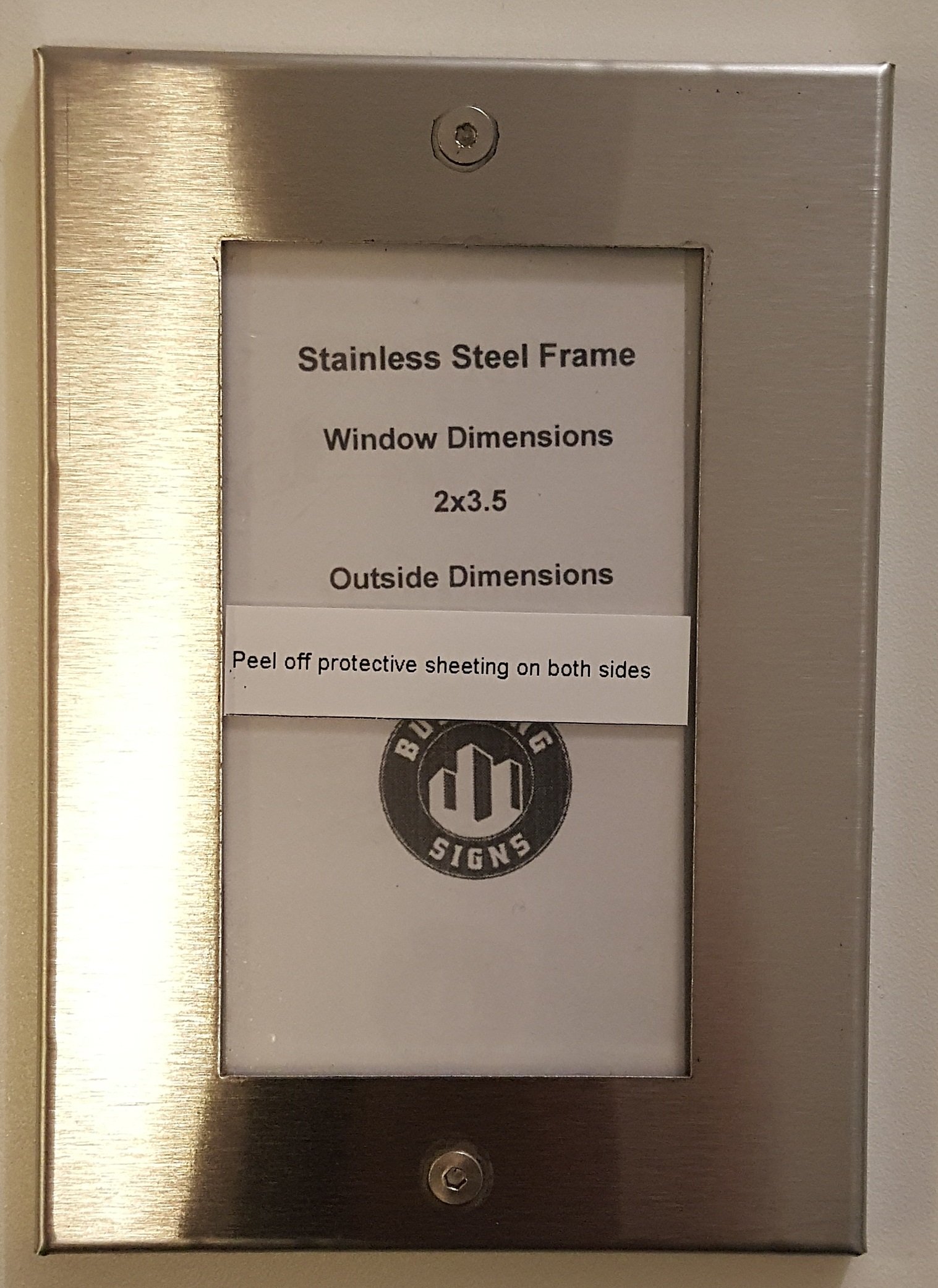 Elevator Certificate Frame 3.5 x 2 Stainless Steel