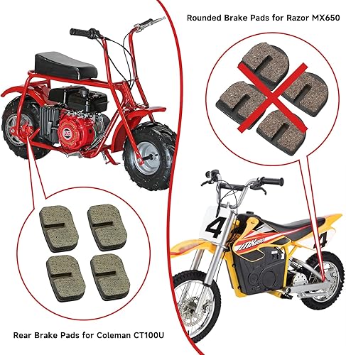 Miniatura 7 de FVRITO Pastillas de freno traseras para Mini Bike 97cc 79cc 2.8HP Coleman CT100U CC100X Motovox MBX10 Baja DB30 Monster Moto MMB80 SYX Moto 50cc