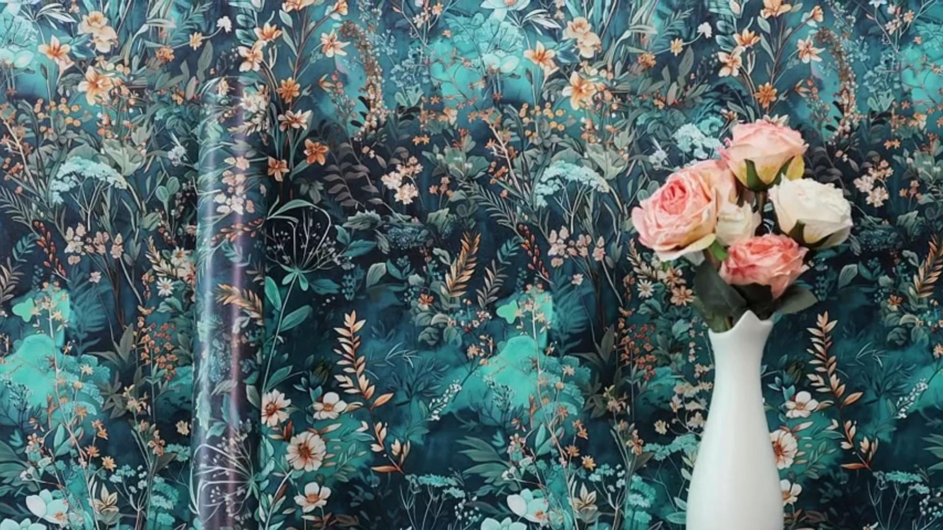 lenify Floral Peel and Stick Wallpaper Green Flower Contact Paper