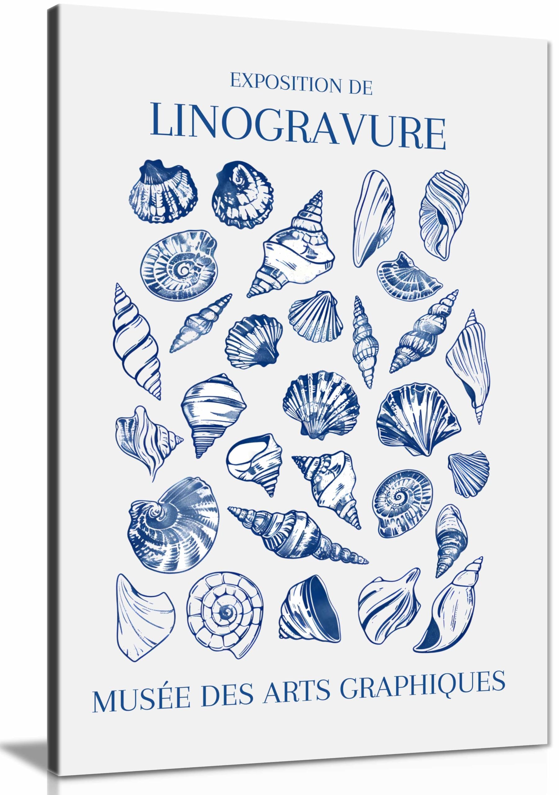 Lino Seashell Art Market Framed Canvas Print, Pictures for Home Walls, Bedroom, Living Room & Bathroom Decor 31x20cm (12x8in)
