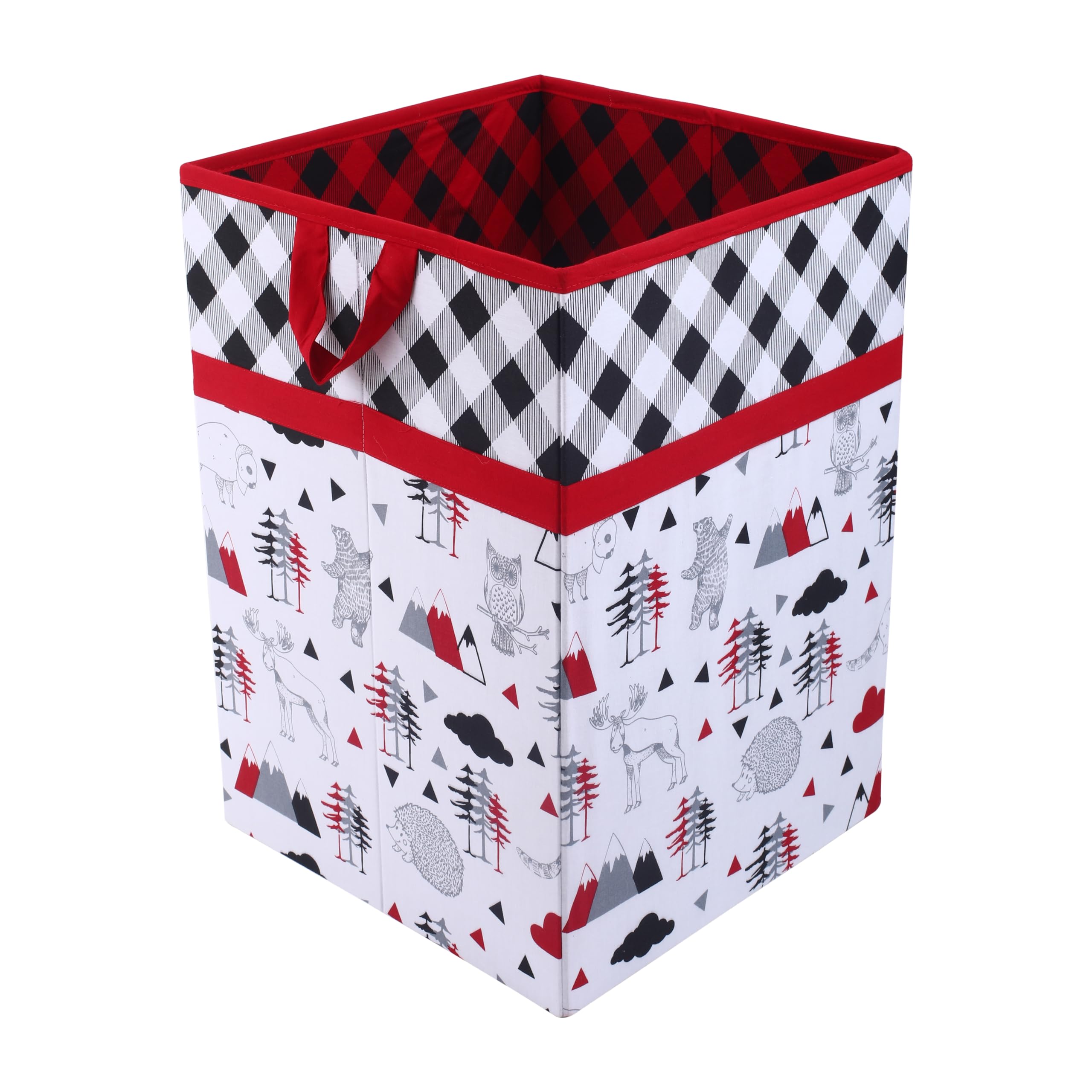 Bacati - Collapsible Hamper Lumberjack Red/Black/Gray