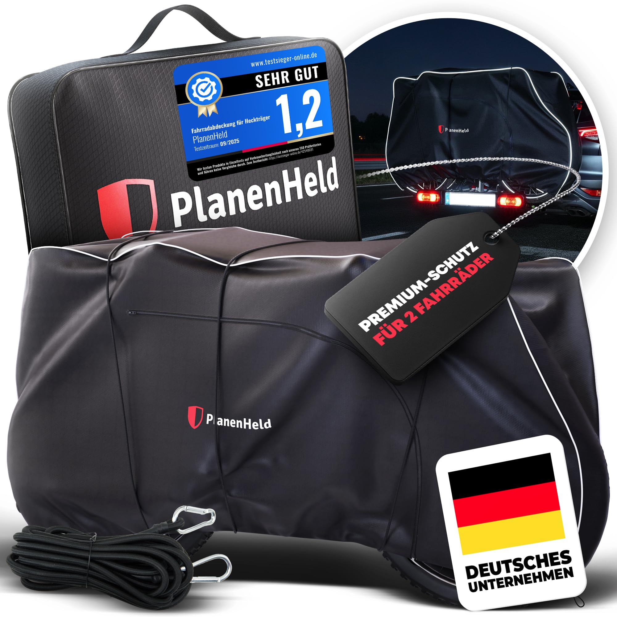 Fahrradschutzhülle Fahrradträger [Neues Modell] Fahrradabdeckung Heckträger, Fahrradplane für 2 Fahrräder, Ebike Transportschutz, Schutzhülle, Fahrradhülle für Wohnmobil, 600D Wasserdicht